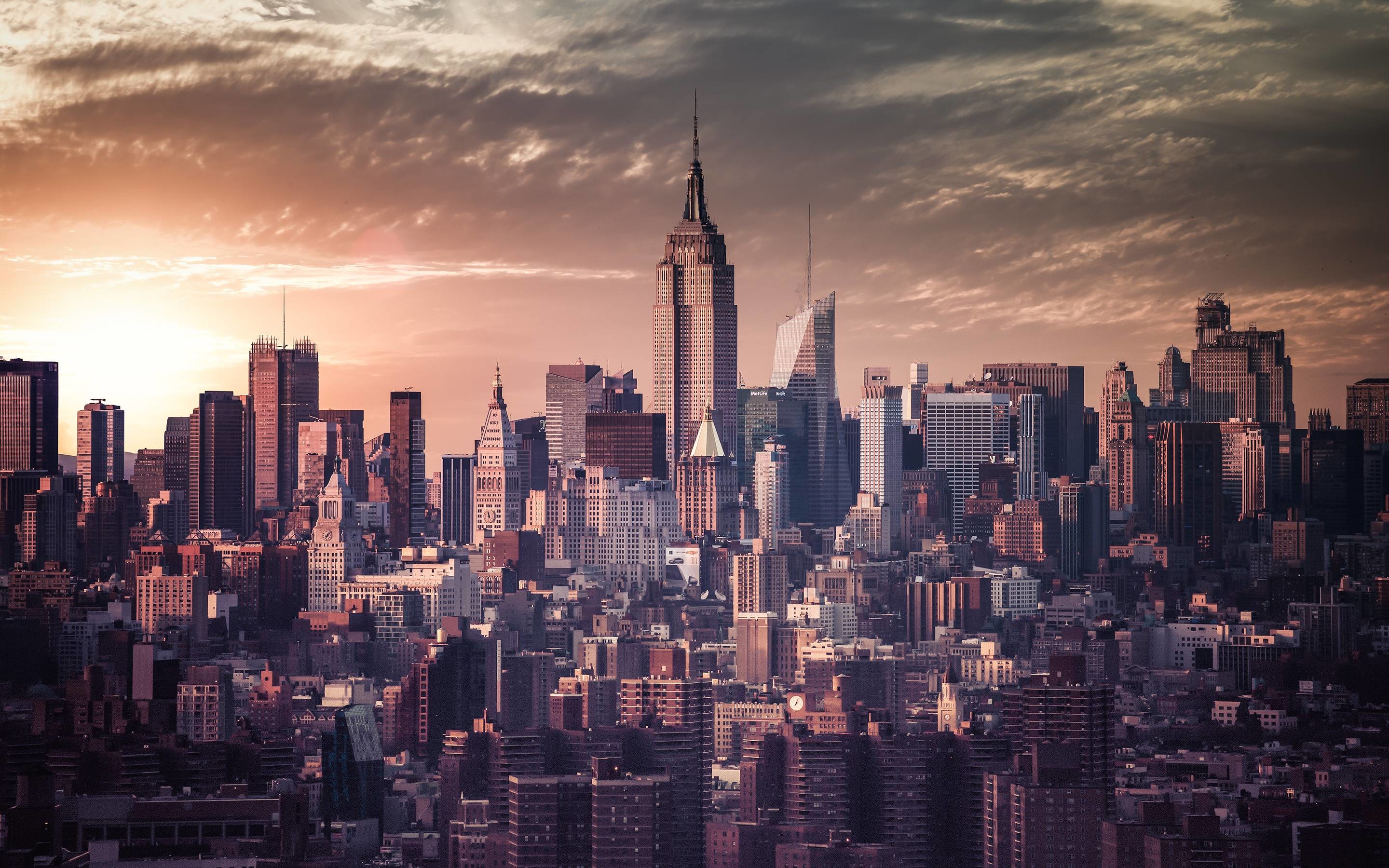 Empire State Building, Manhattan, New York, Tramonto, 2880x1800, wallpaper desktop