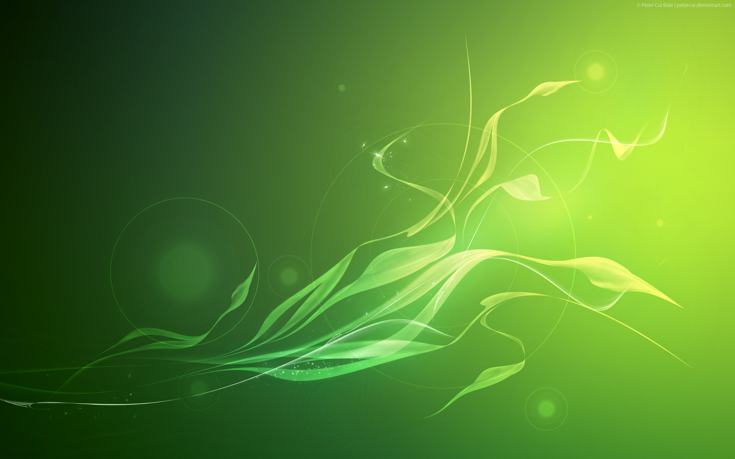 Motivi floreali, Verde, Sfumatura, Astratto, 2K, sfondo Windows 11