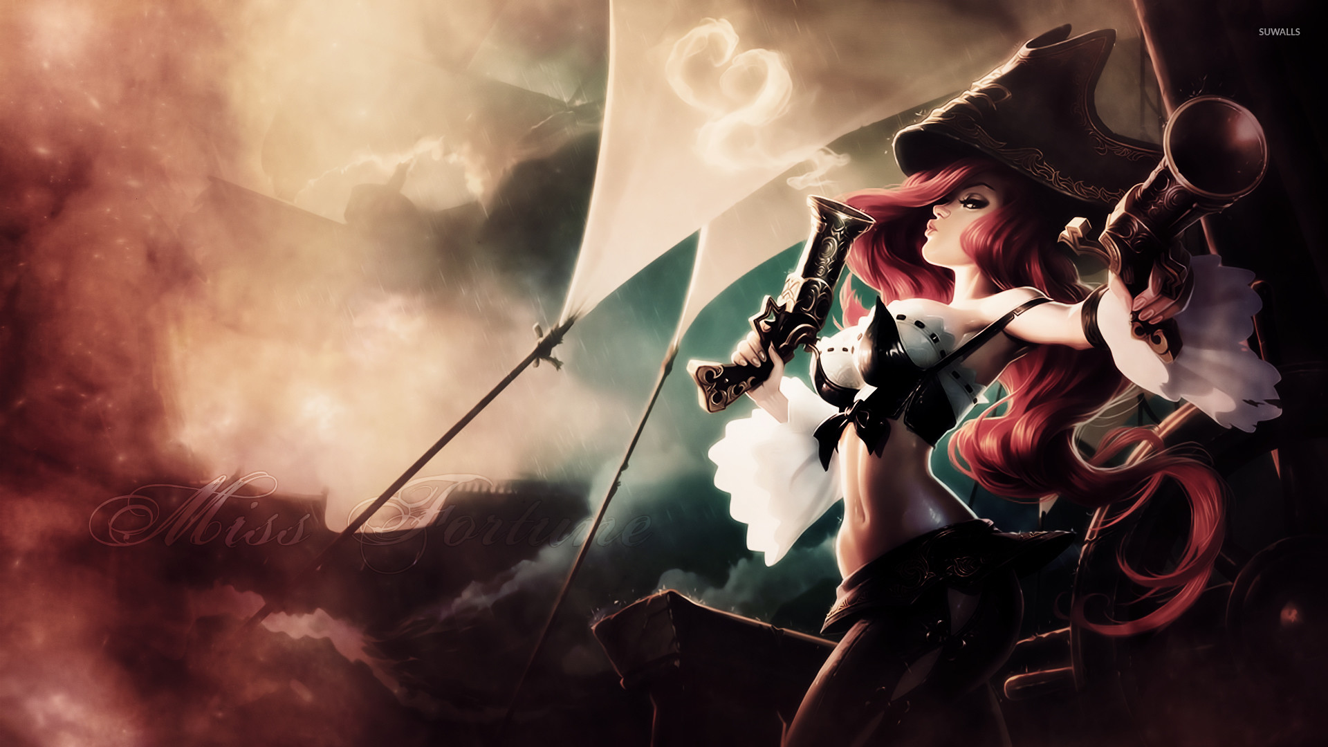 Miss Fortune, League of Legends, Pirata, Nave, 1920x1080, wallpaper desktop