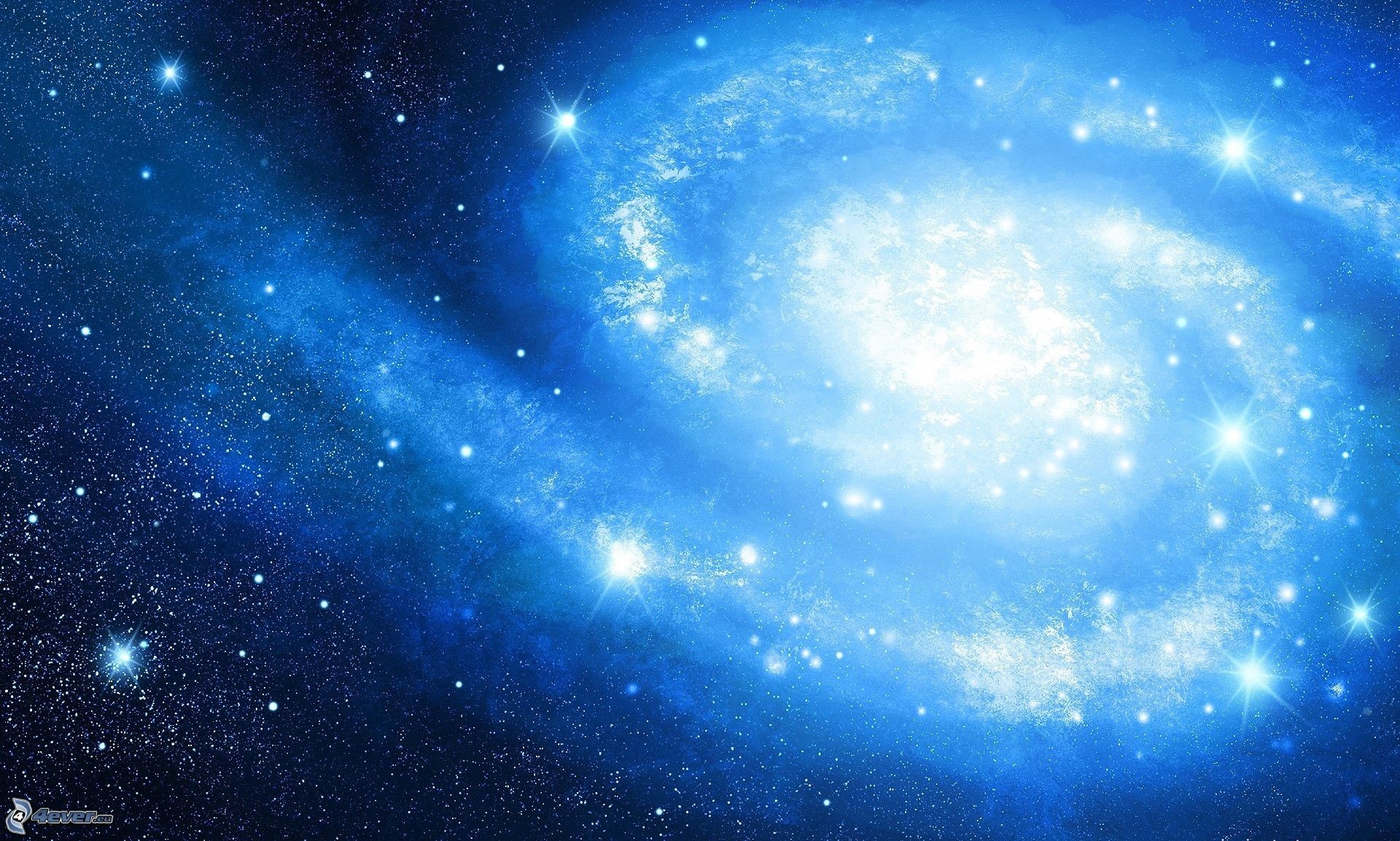 Galassia a spirale, Blu, Stelle, Full HD, wallpaper per portatile