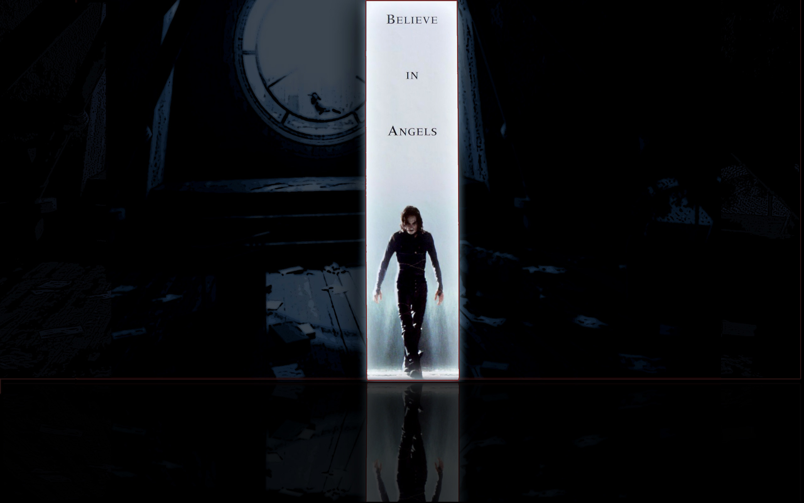 Il corvo, Eric Draven, Believe in Angels, Sfondo nero, 2560x1600, wallpaper desktop