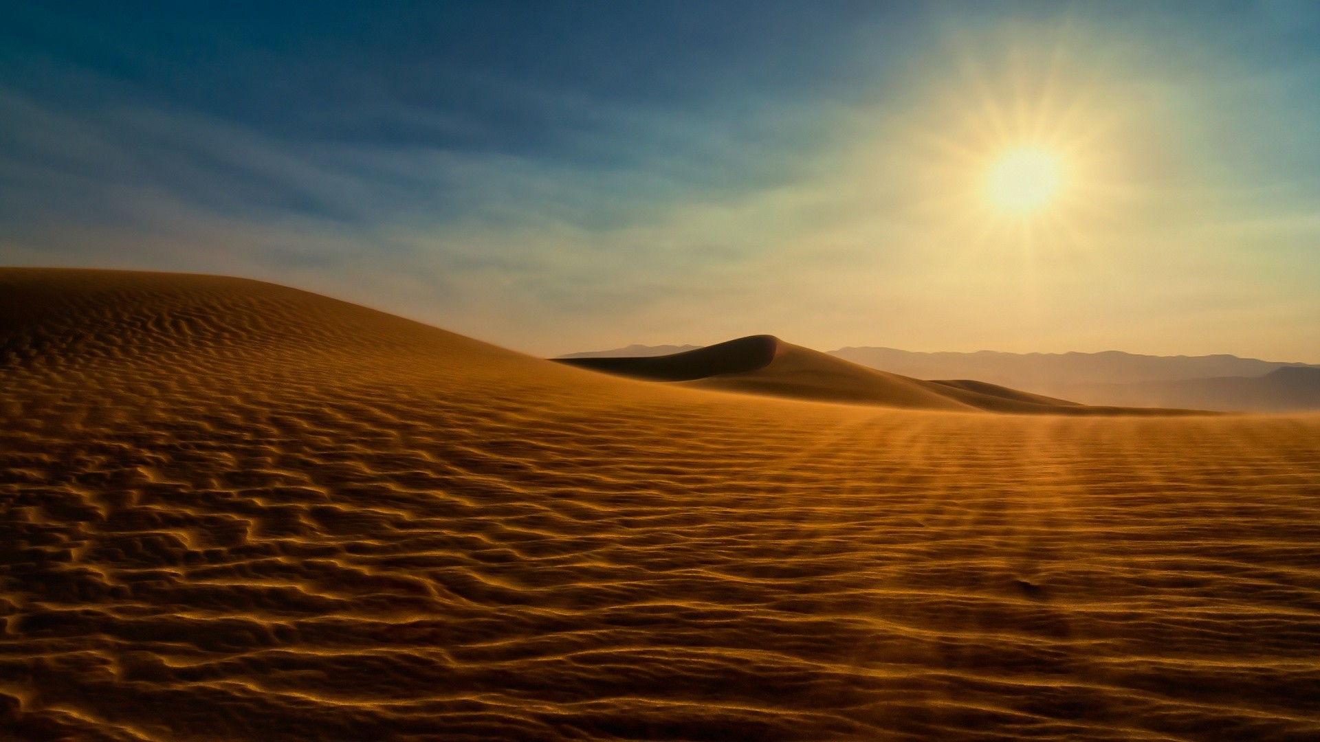 Dune di sabbia, Sole, Increspature, Controluce, Full HD, sfondo desktop