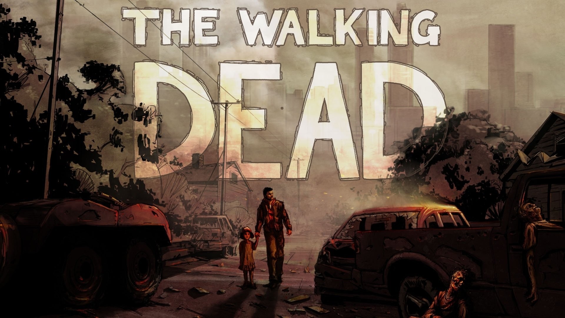 The Walking Dead (videogioco), Lee Everett, Clementine, Telltale Games, Logo, sfondo per PC