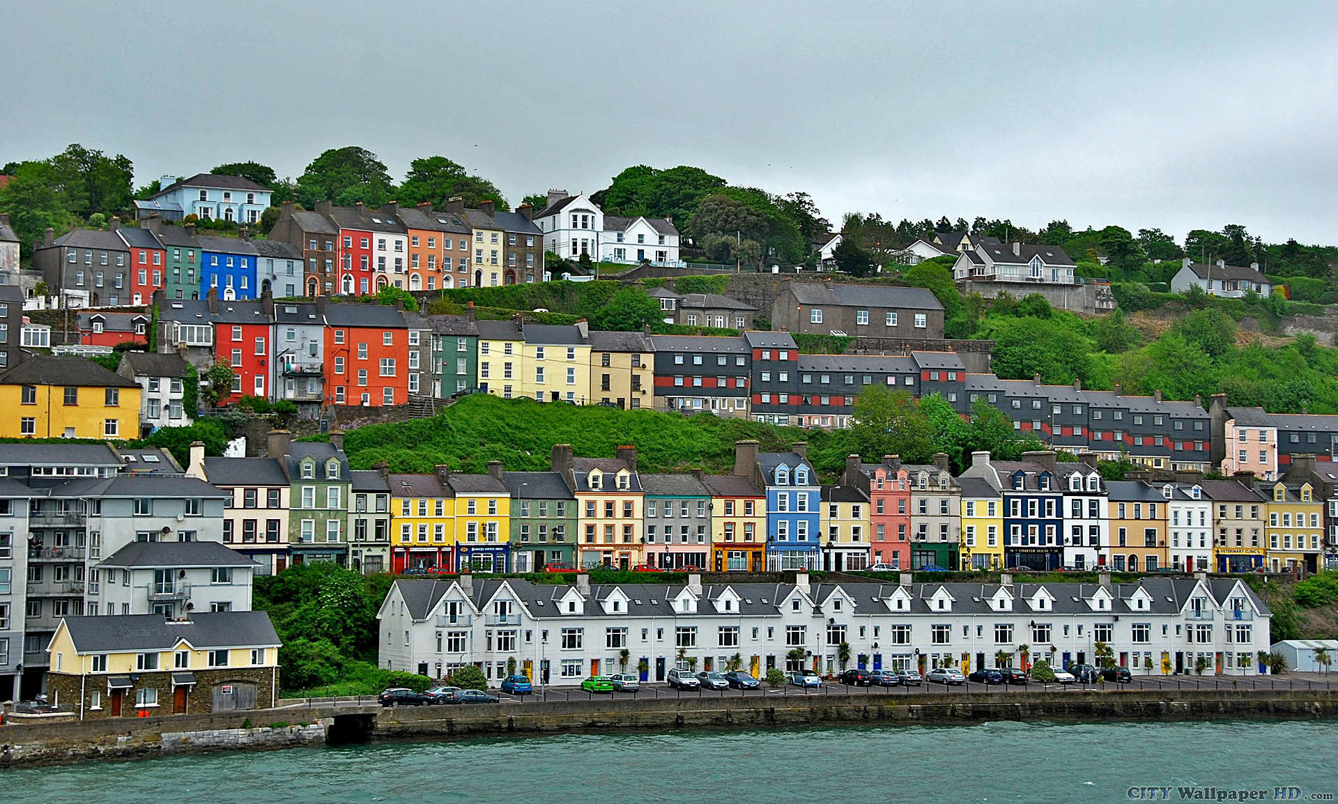 Cobh, Contea di Cork, Irlanda, Case colorate, Full HD, wallpaper per portatile