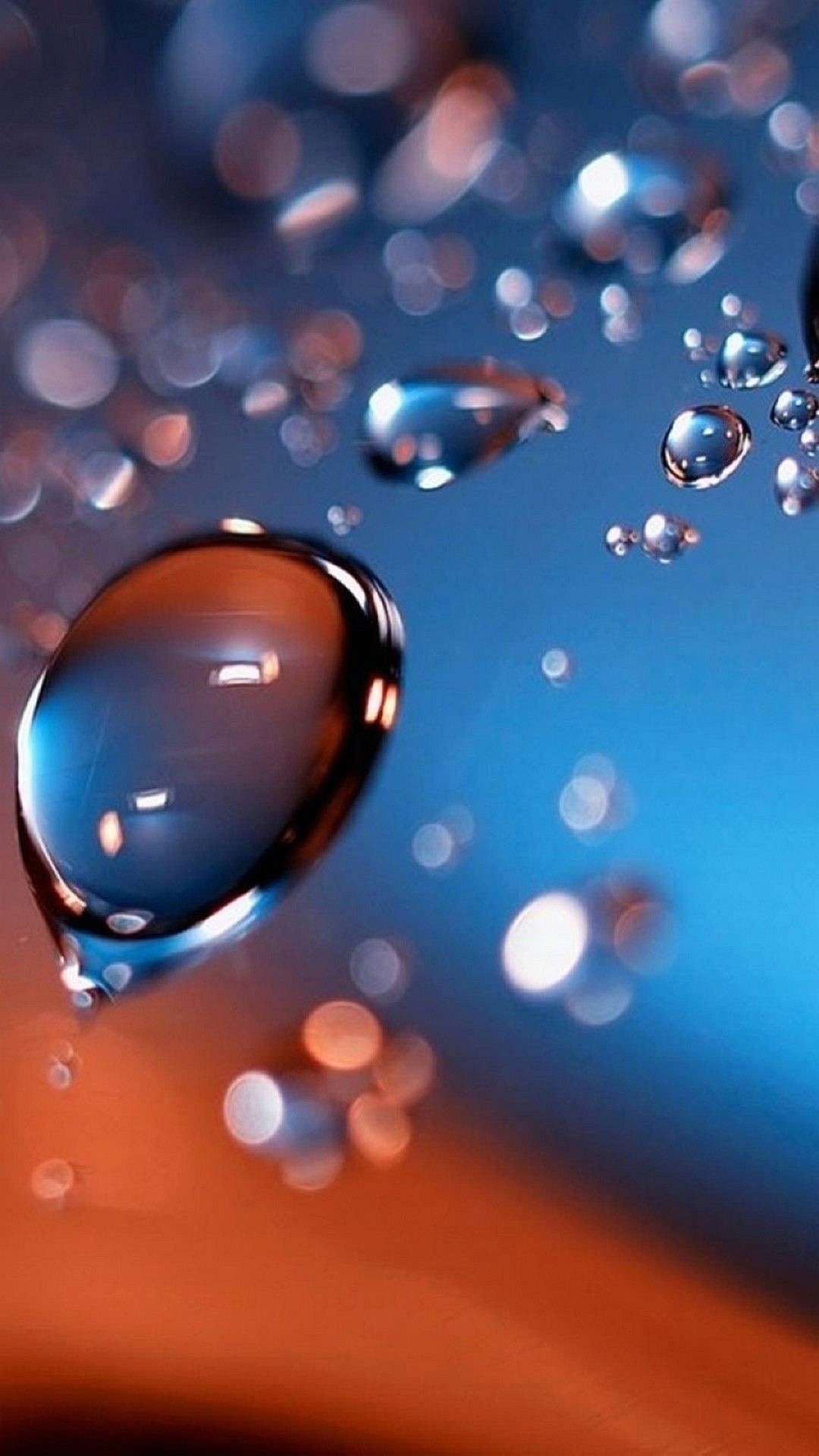 Gocce d'acqua, Macro, Bokeh, Blu, sfondo per iPhone 6 Plus