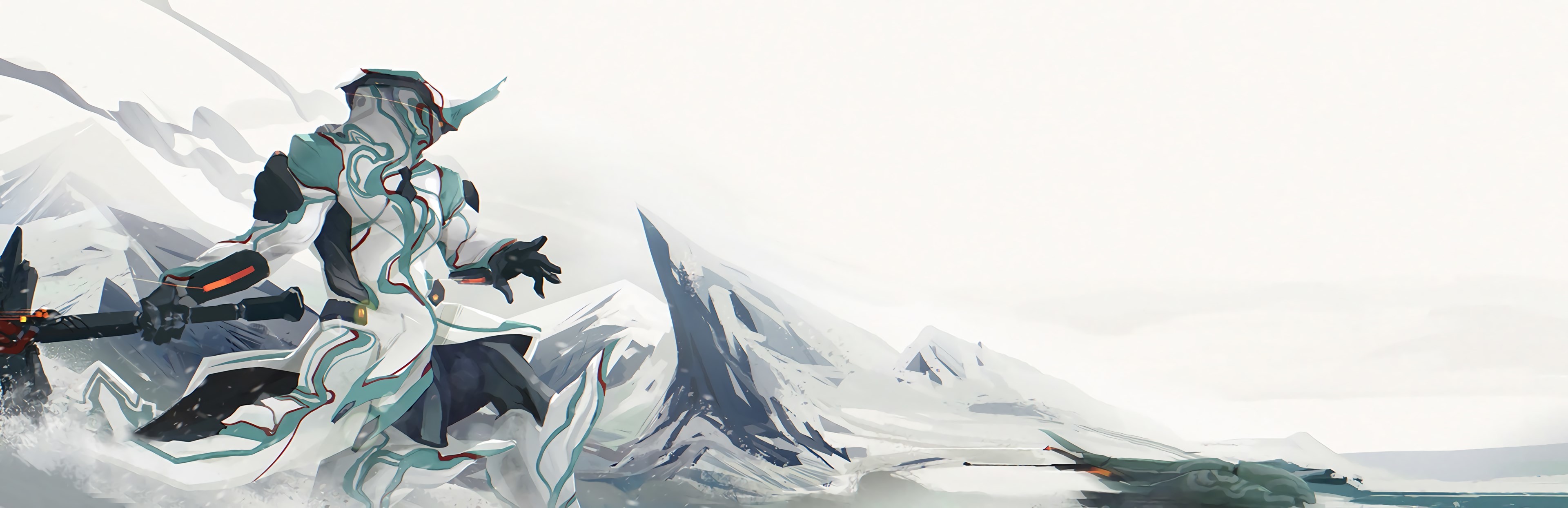 Warframe, Frost, Neve, Arte digitale, doppio schermo, sfondo Full HD