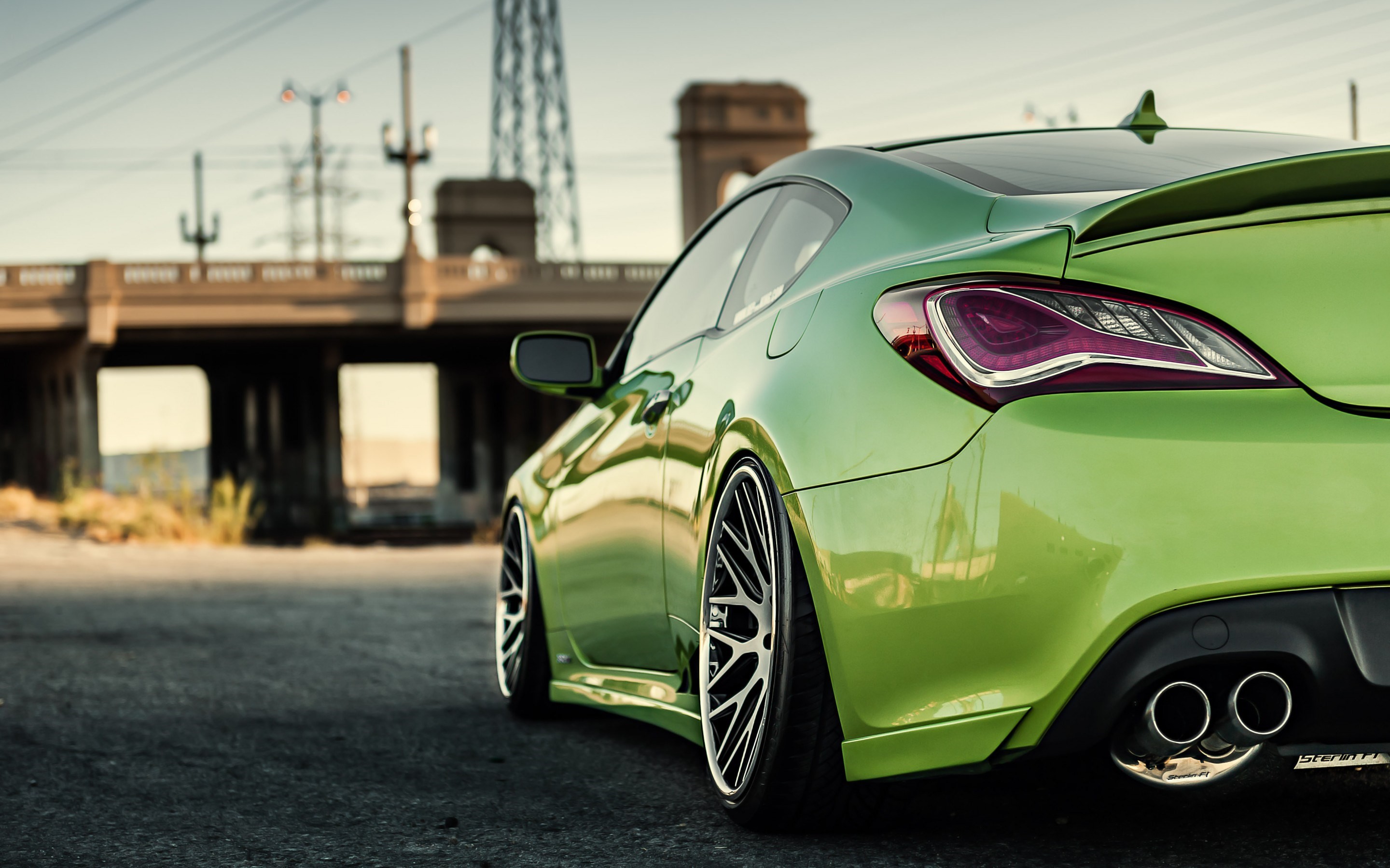 Hyundai Genesis Coupé, Verde, Ponte, Cerchi, 2K, sfondo per PC