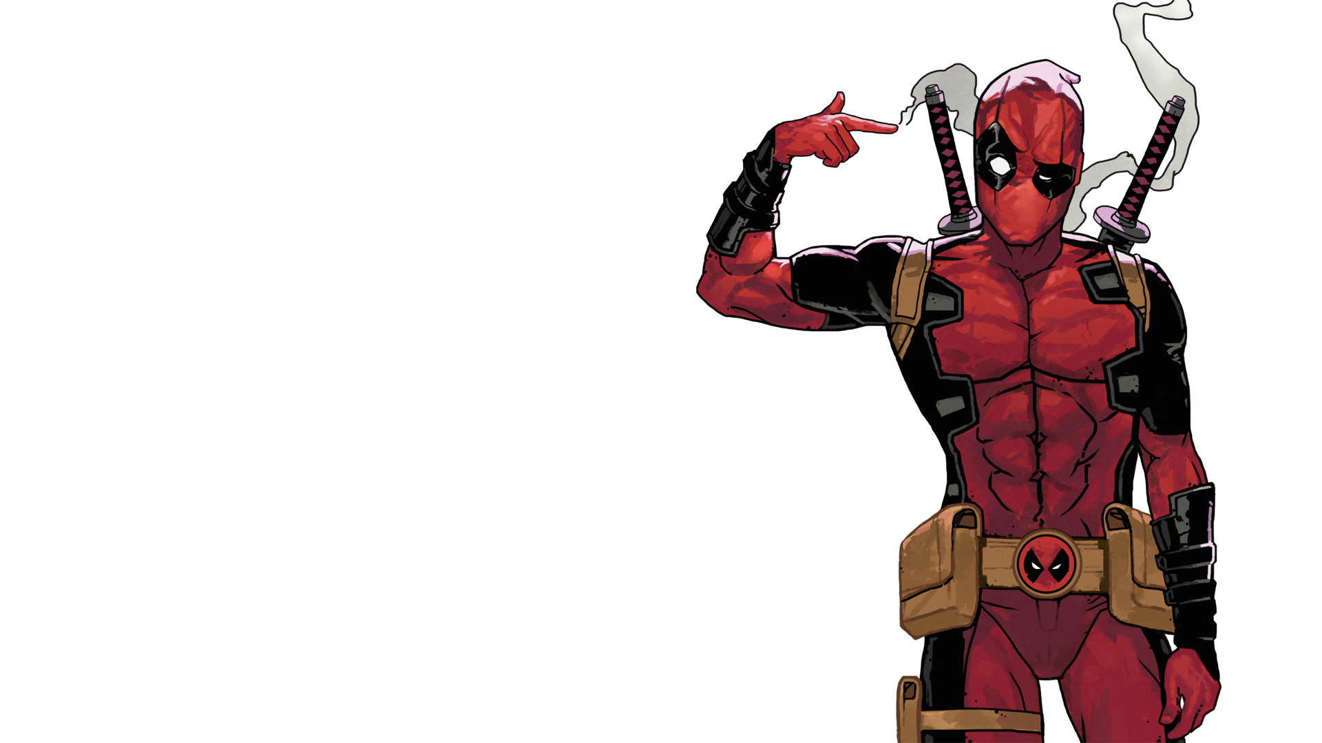 Deadpool, Marvel Comics, Katana, Sfondo bianco, Full HD, wallpaper per PC