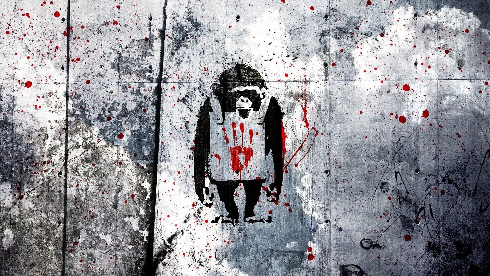 Laugh Now, Banksy, Scimmia, Grunge, Full HD, sfondo Windows 11