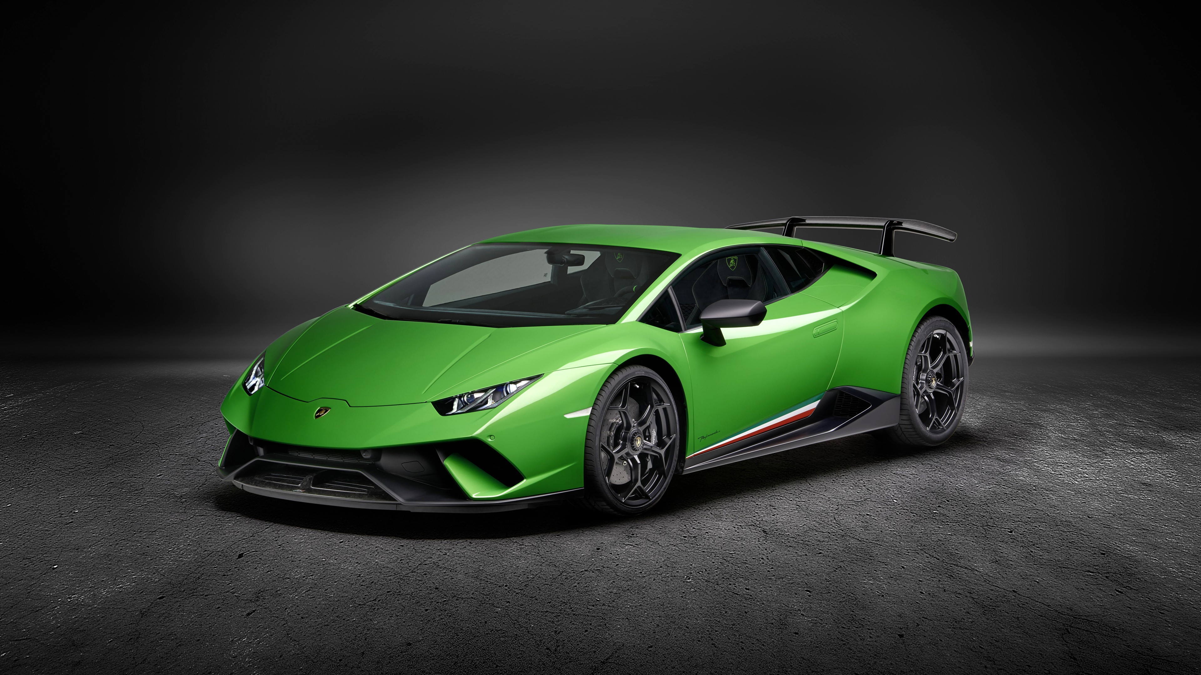 Lamborghini Huracán Performante, Verde, Sfondo grigio, 4K, wallpaper per PC