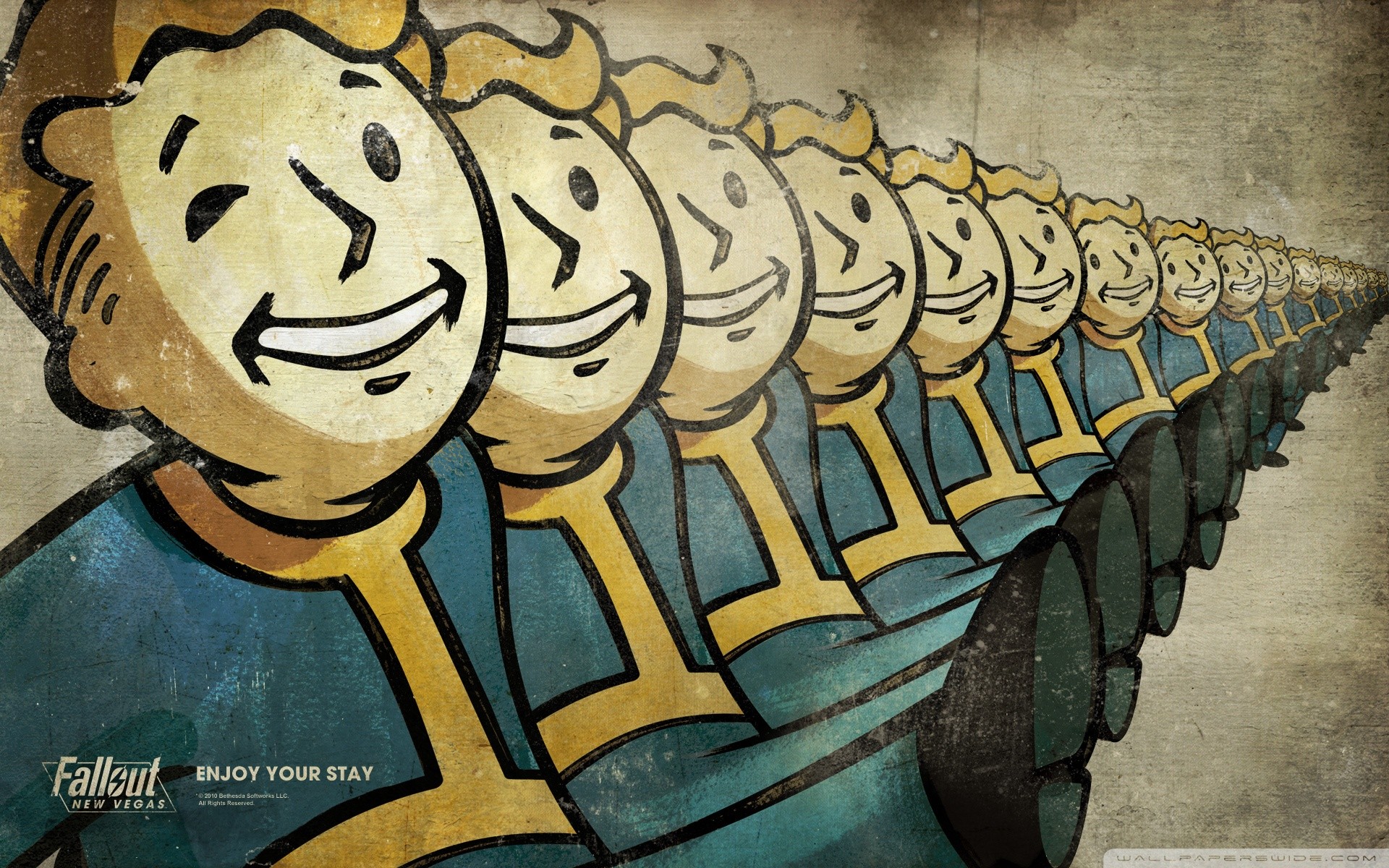 Vault Boy, Fallout: New Vegas, Fila di statuine, Enjoy Your Stay, sfondo MacBook Pro