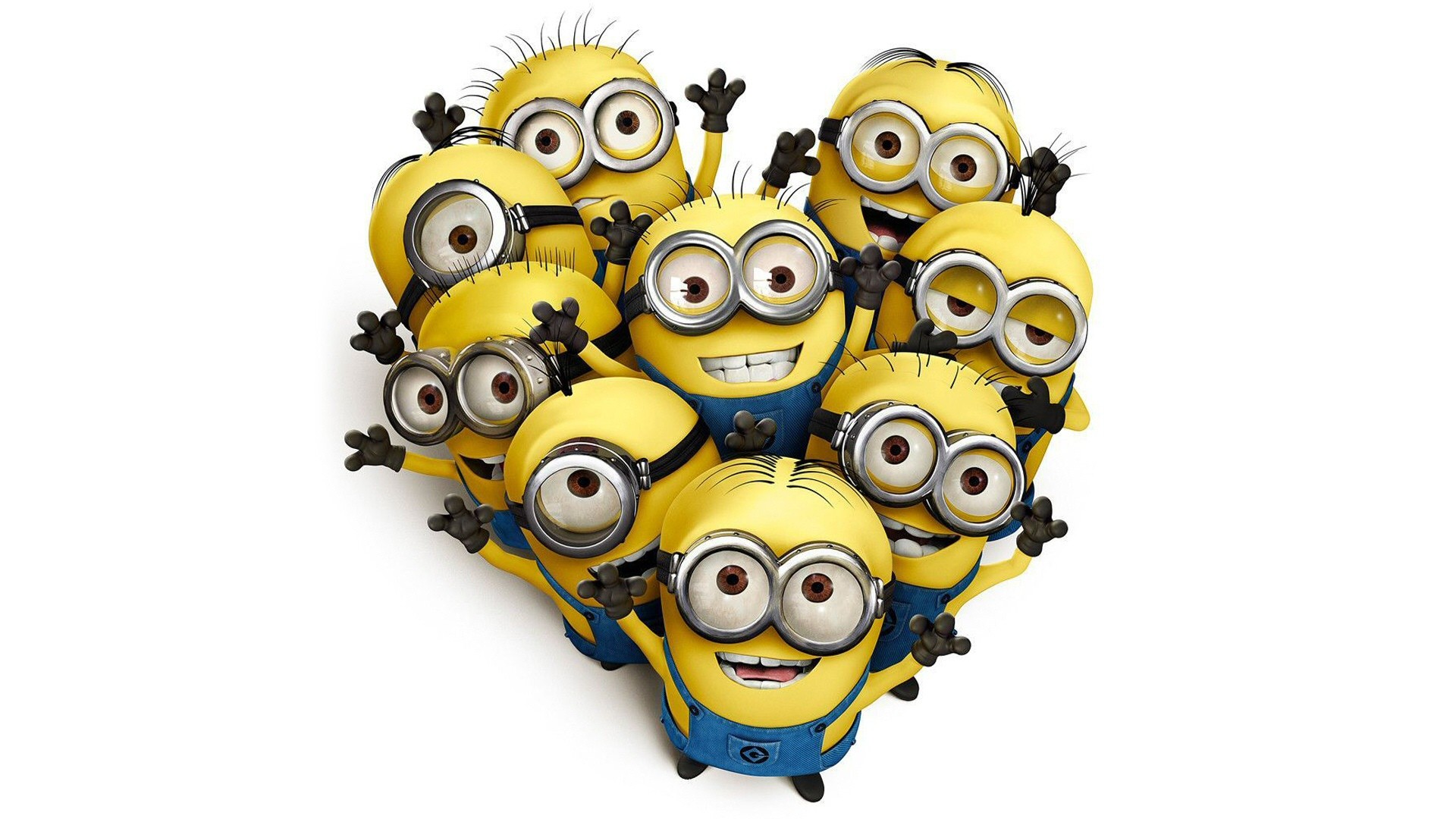Minions, Gruppo, Cuore, Cattivissimo me, Full HD, wallpaper per computer