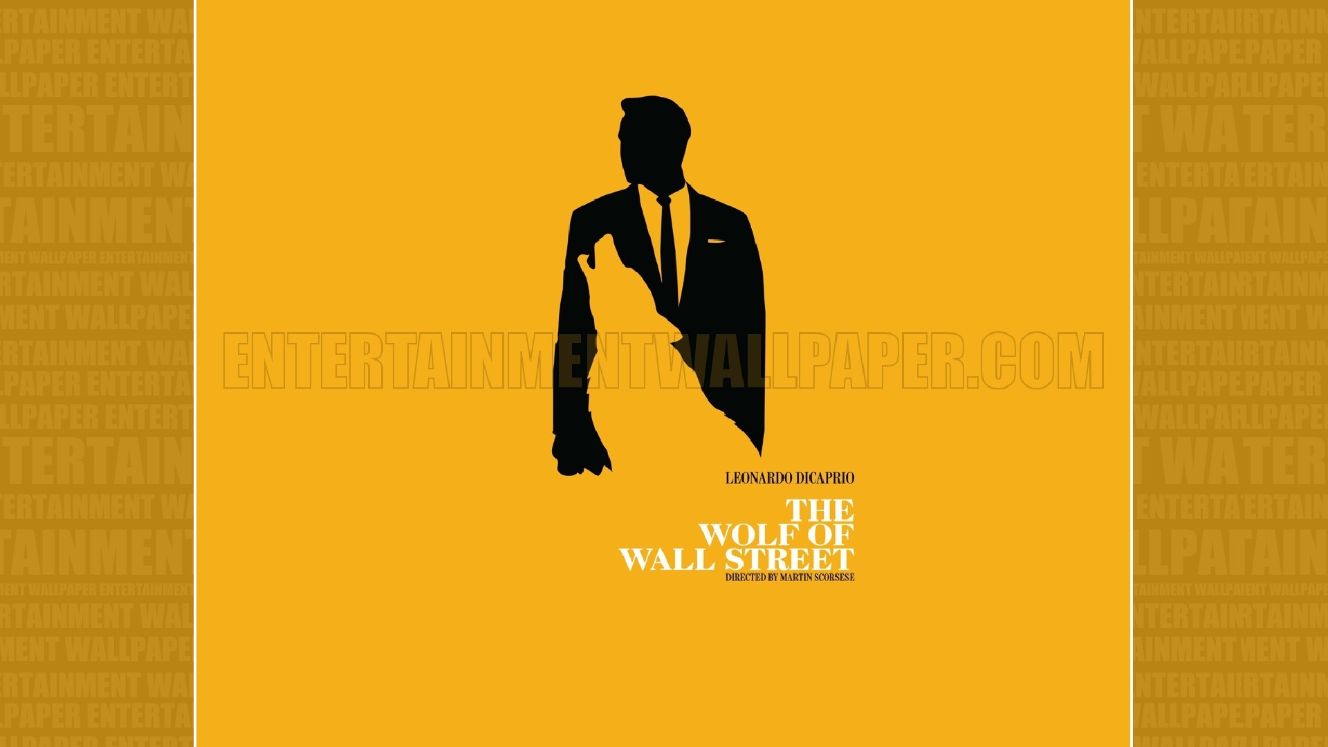 The Wolf of Wall Street, Leonardo DiCaprio, Silhouette, Locandina minimalista, Giallo, immagine di sfondo