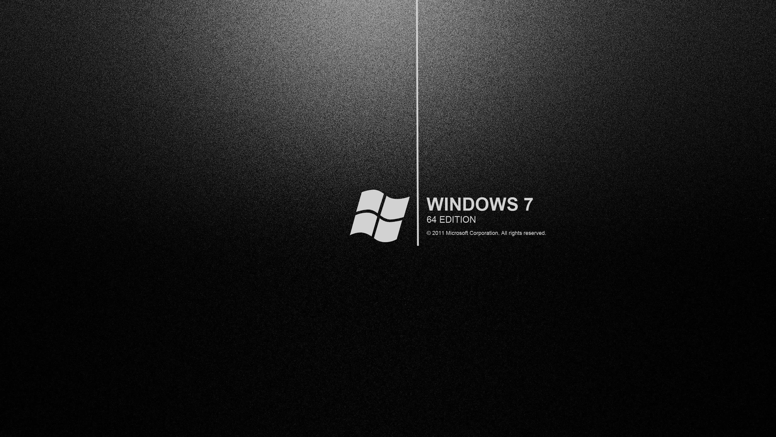 Windows 7, Logo, Microsoft, Grigio scuro, 2K 1440p, sfondo desktop