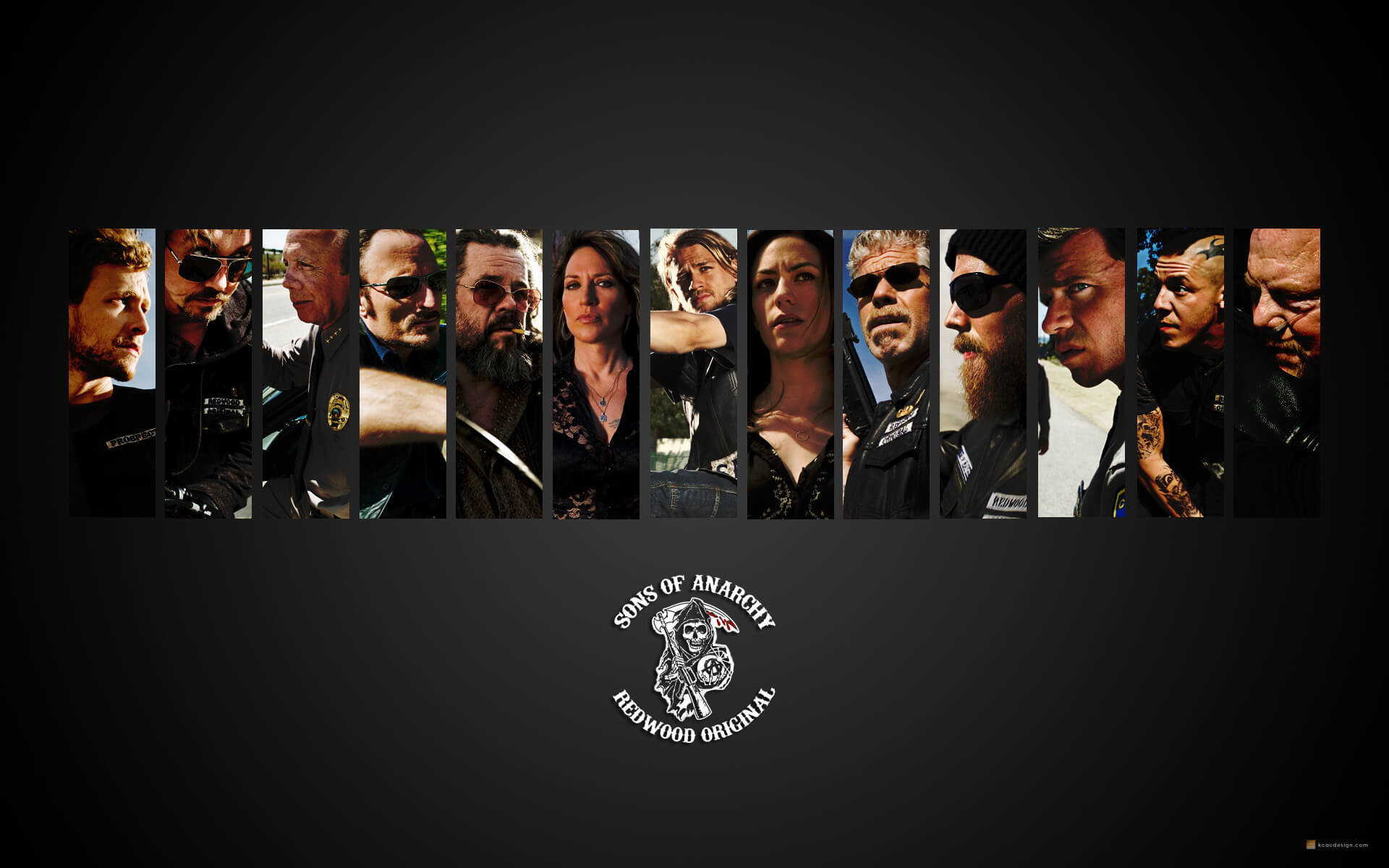 Sons of Anarchy, Cast, Redwood Original, Sfondo nero, Full HD, wallpaper per PC