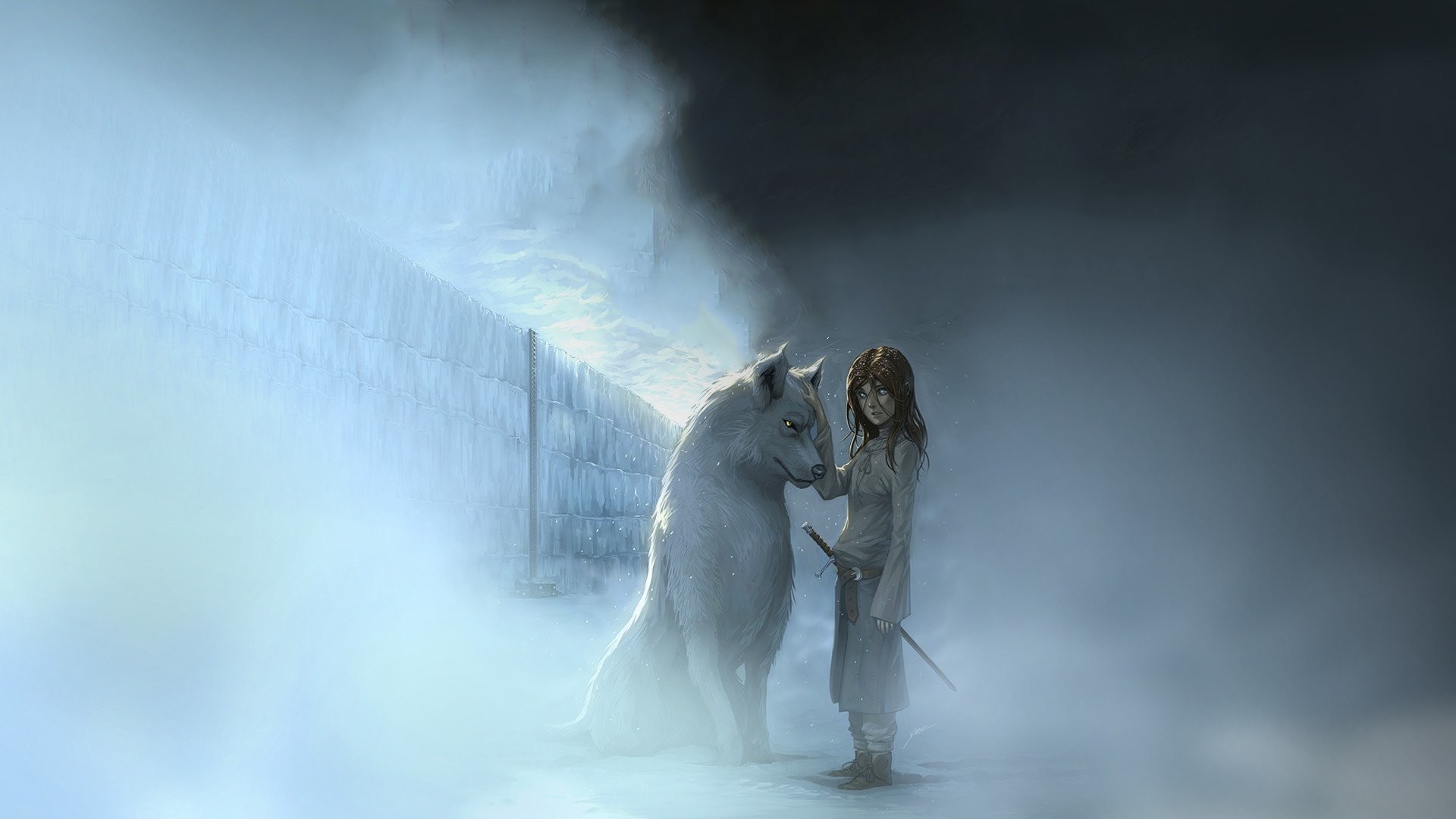 Arya Stark, Nymeria, Barriera, Il Trono di Spade, Metalupo, Nebbia, sfondo widescreen Full HD
