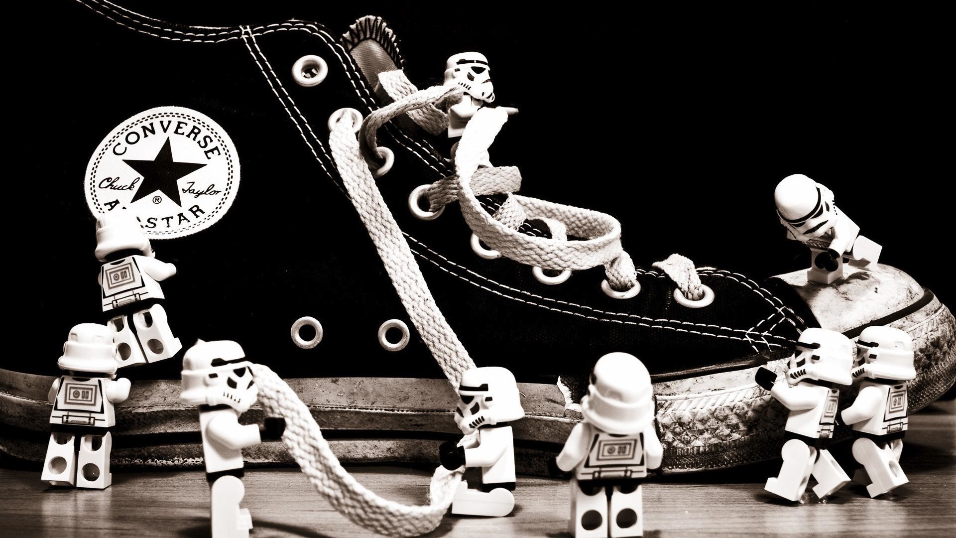 Stormtrooper, Star Wars, LEGO, Converse, Bianco e nero, Full HD, sfondo desktop