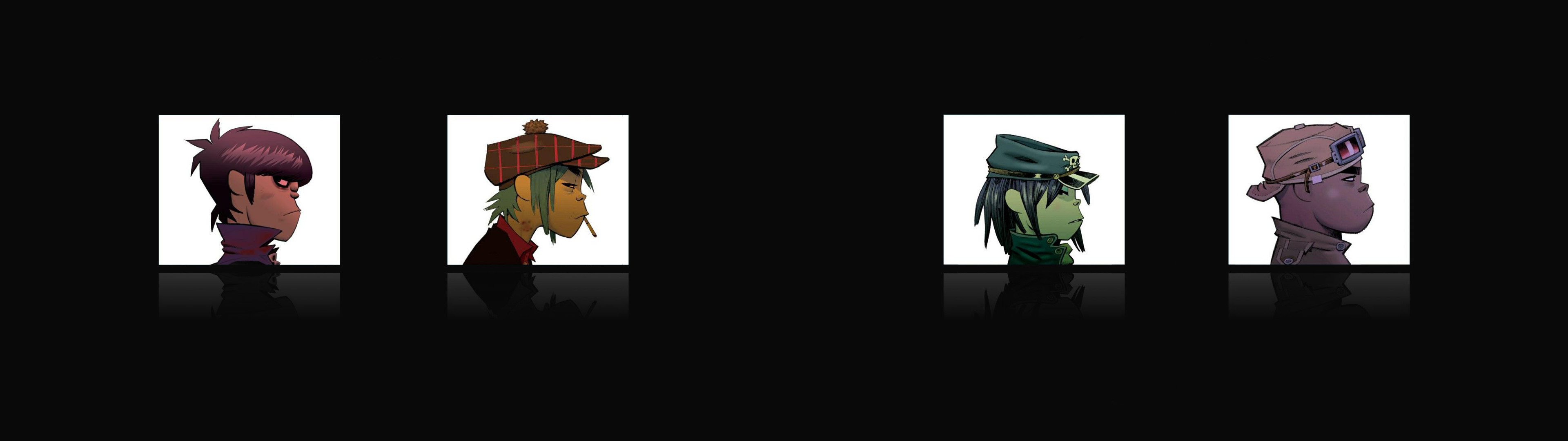 Gorillaz, Demon Days, Ritratti, Minimalismo, 3840x1080, immagine di sfondo