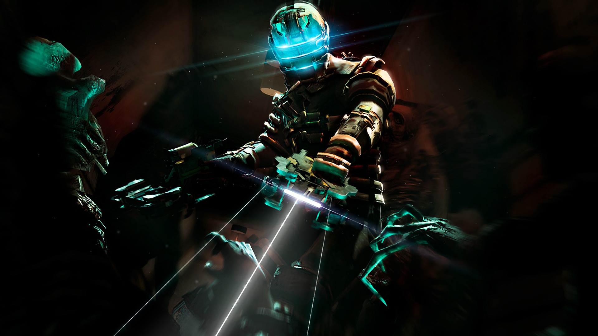 Isaac Clarke, Dead Space, Plasma cutter, Laser, Buio, 16:9 Full HD, sfondo widescreen