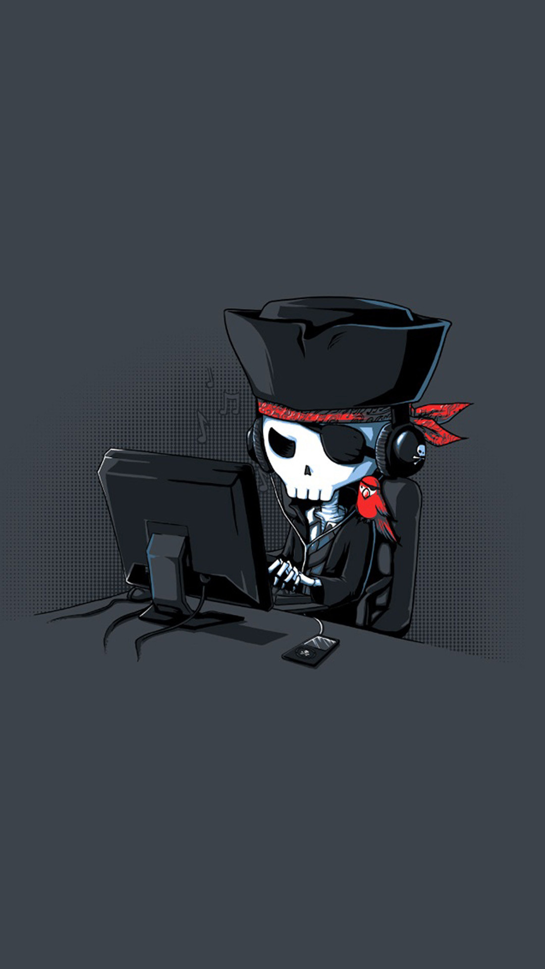 Pirata, Teschio, Computer, Illustrazione, sfondo iPhone 6 Plus Full HD