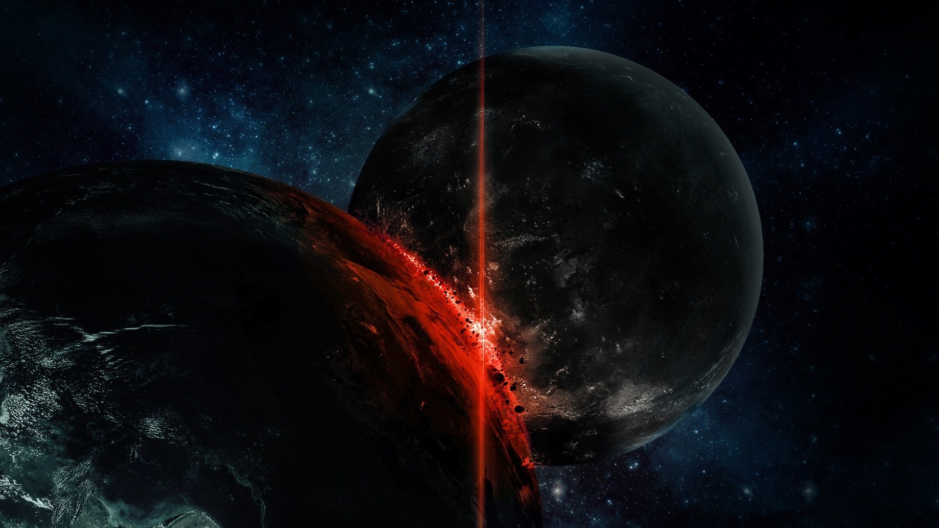 Pianeti, Collisione, Spazio, Lava, Fantascienza, 1920x1080, sfondo per PC