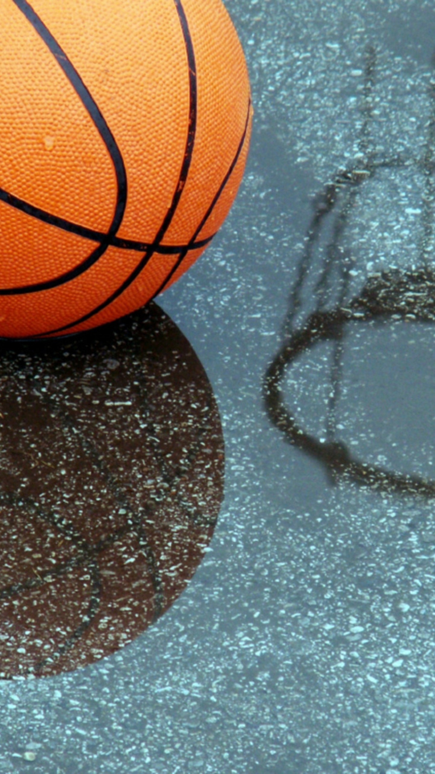 Pallone da basket, Ombra, Asfalto, QHD+, schermata di blocco del cellulare