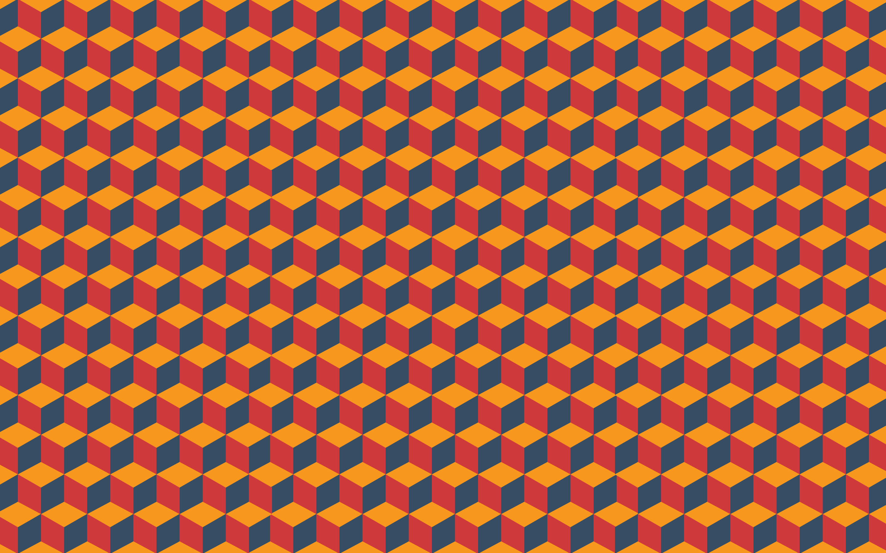 Cubi isometrici, Illusione ottica, Motivo ripetuto, Arancione, 2880x1800, sfondo per PC