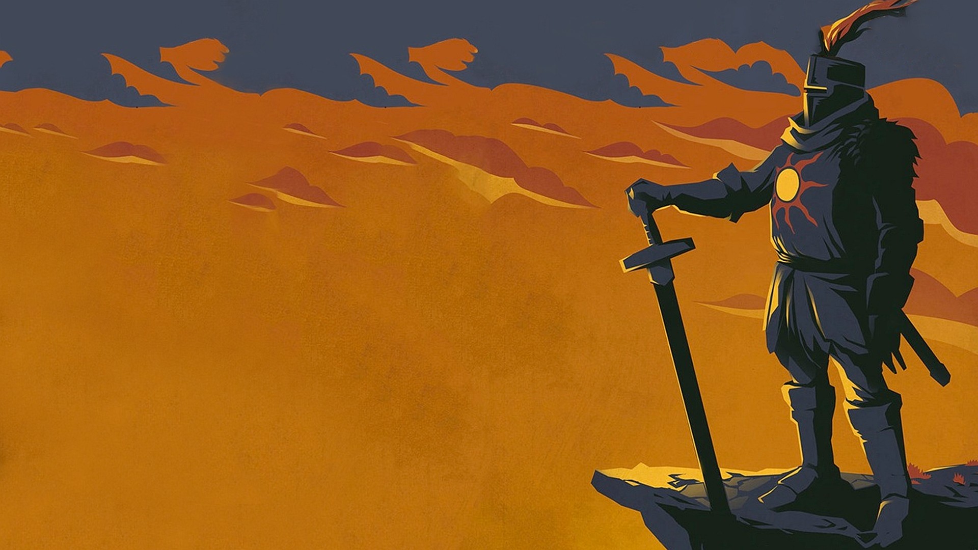Solaire di Astora, Dark Souls, Lode al Sole, Minimalismo, Arancione, wallpaper per portatile