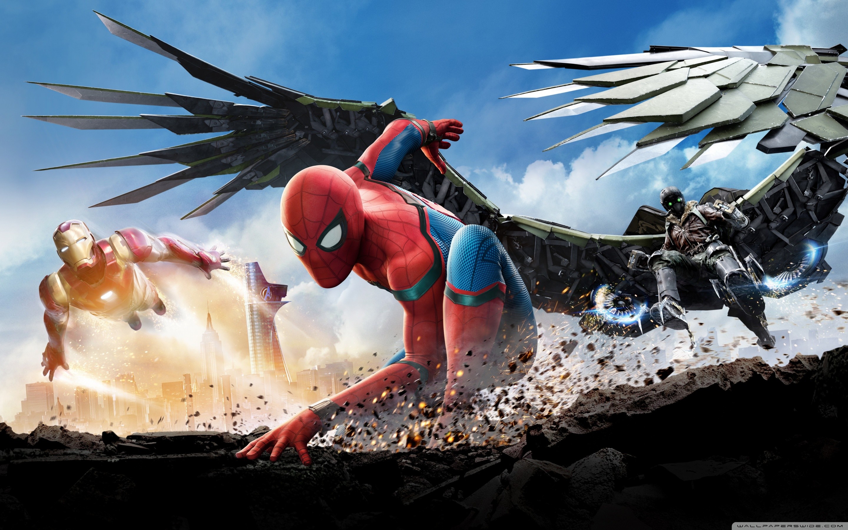 Spider-Man, Iron Man, Avvoltoio, Spider-Man: Homecoming, Marvel, sfondo Windows 11