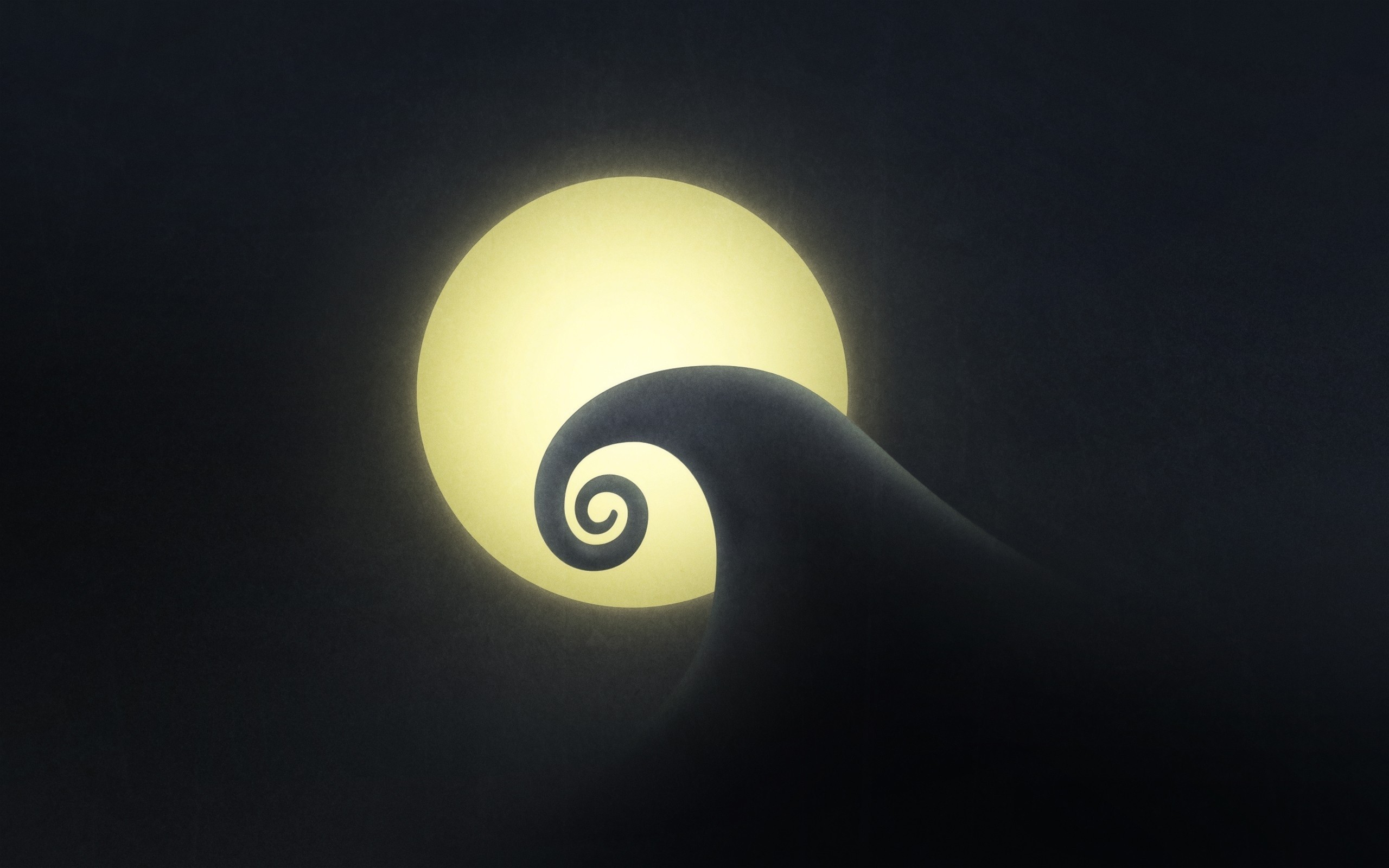 Nightmare Before Christmas, Spiral Hill, Luna piena, Minimalismo, sfondo desktop 1600p