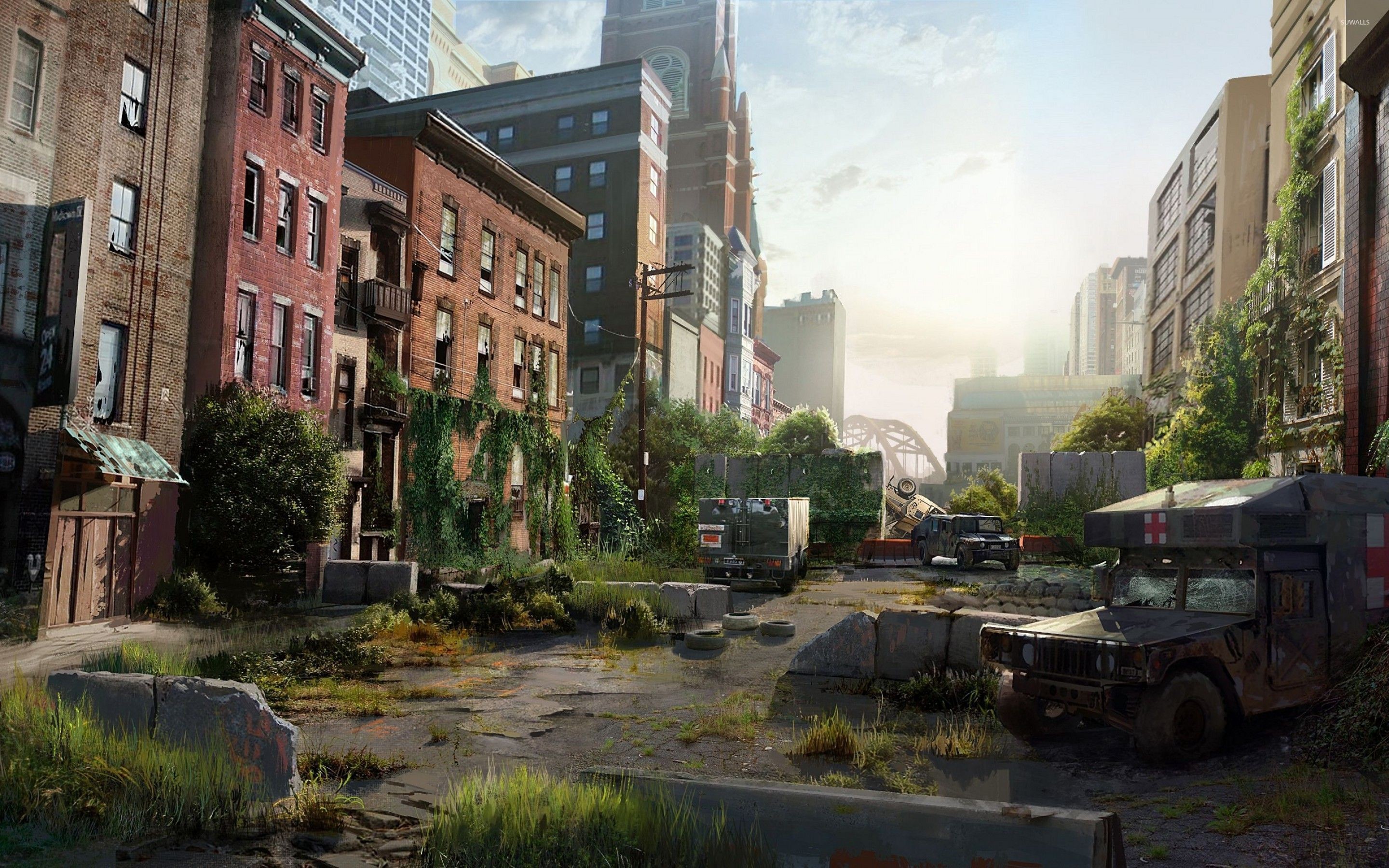 The Last of Us, Città abbandonata, Strada, Concept art, Vegetazione, wallpaper desktop 2K
