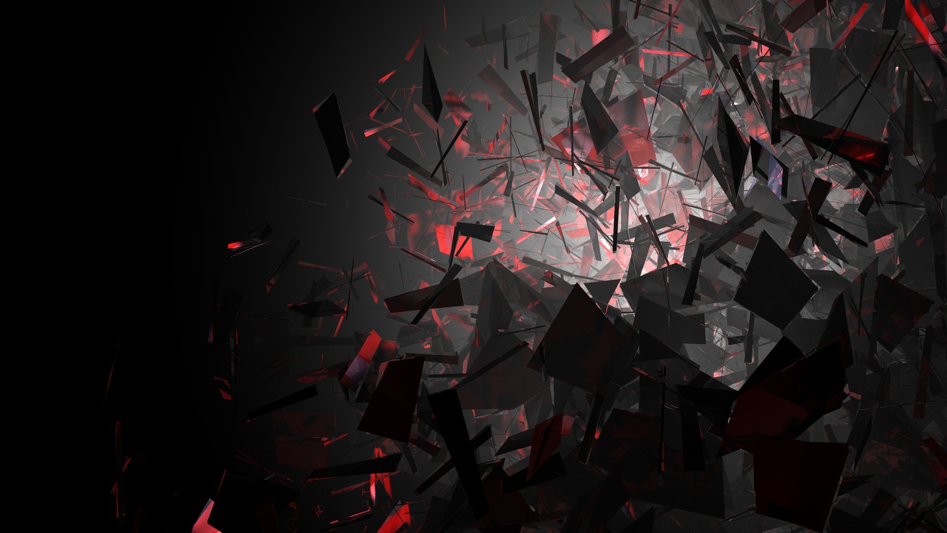 Frammenti, Astratto 3D, Nero, Rosso, Full HD, wallpaper per PC
