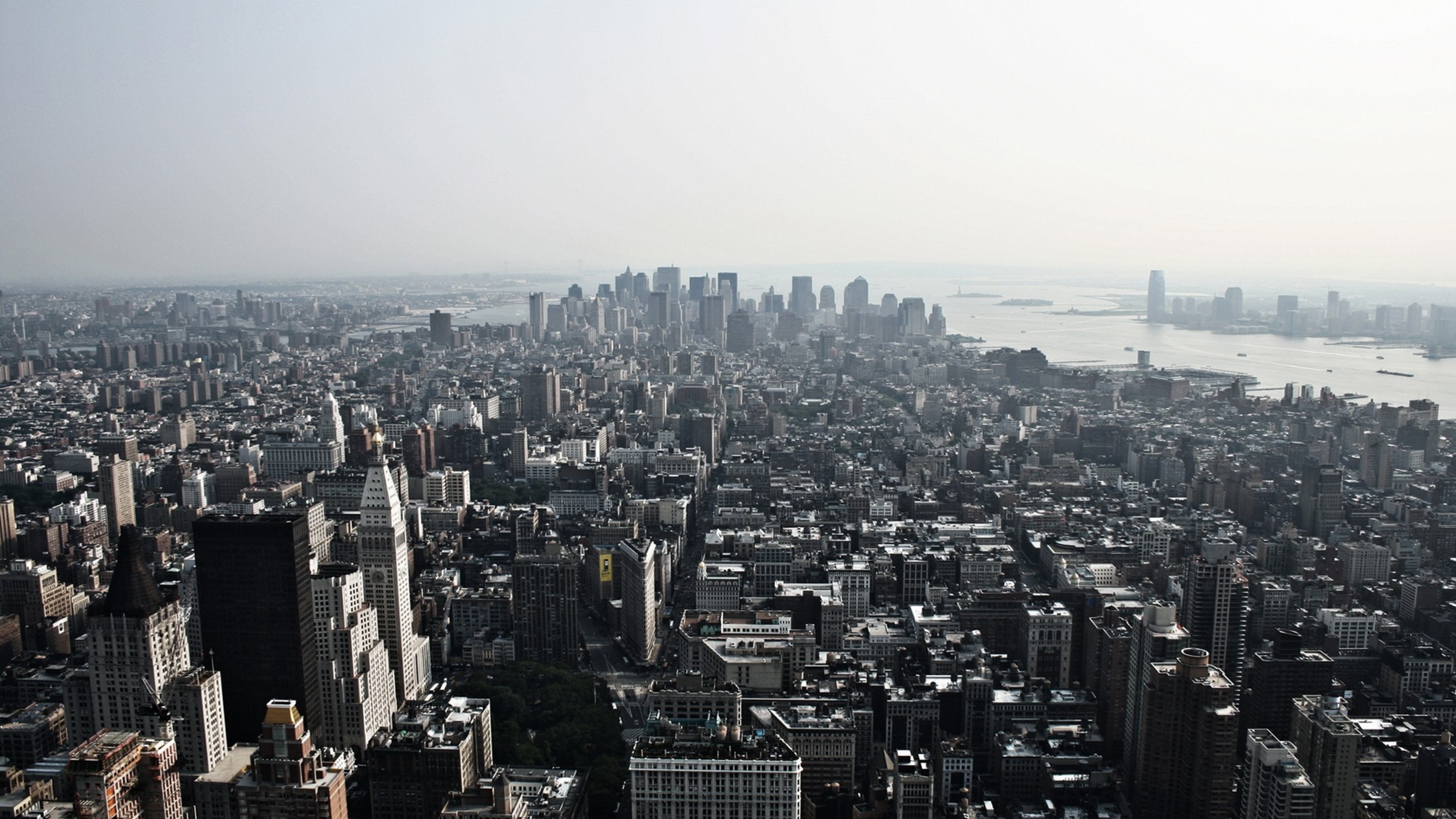 Manhattan, New York, Vista aerea, Foschia, 4K, sfondo Windows 11