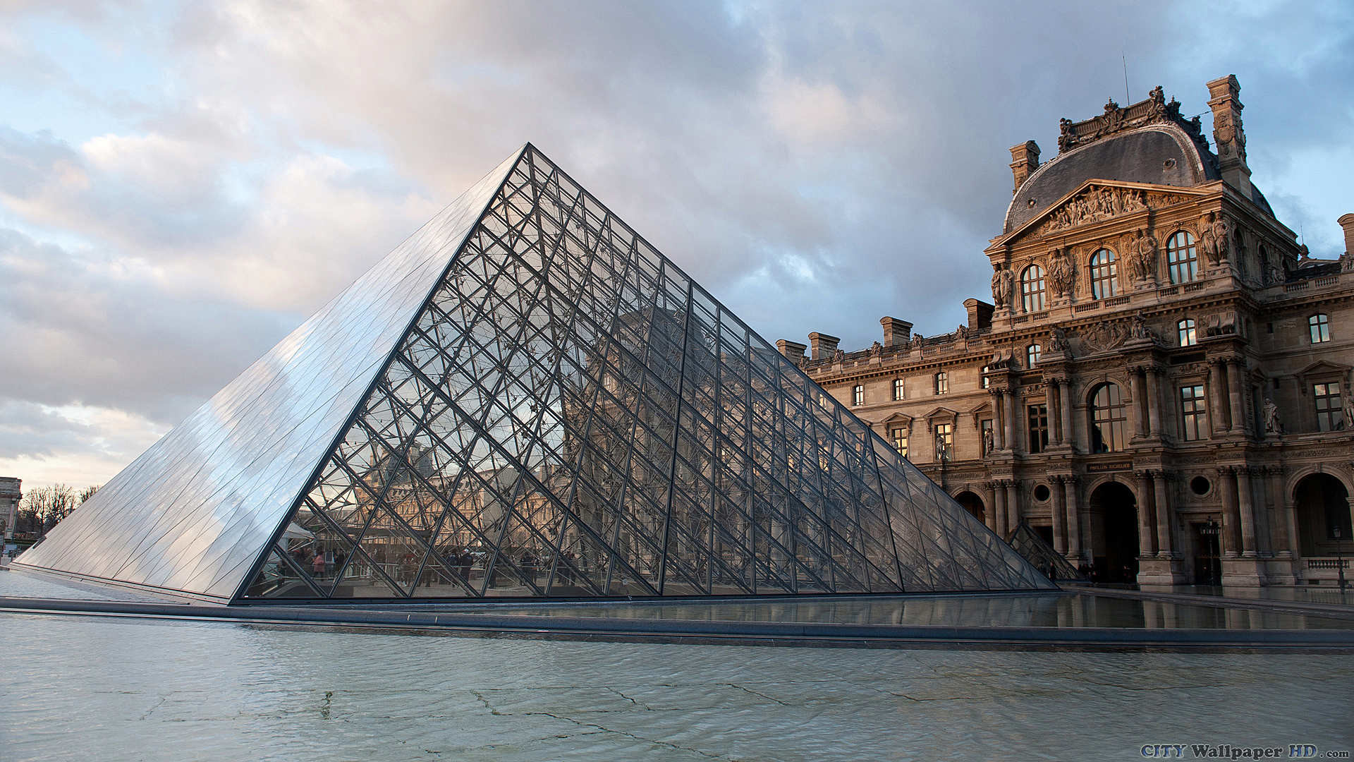 Piramide del Louvre, Museo del Louvre, Parigi, Vetro, Full HD, sfondo per PC
