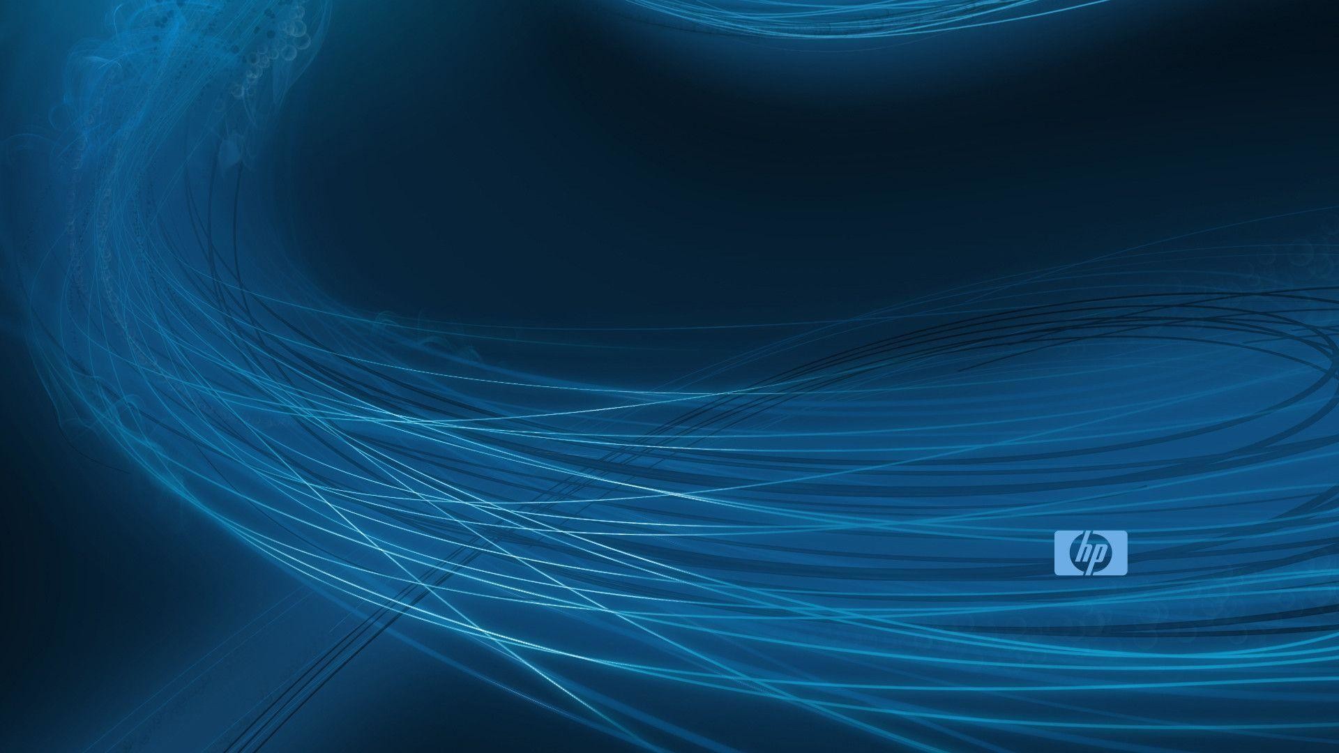 Logo HP, Linee curve, Blu, Astratto, Hewlett-Packard, Full HD, sfondo per portatile