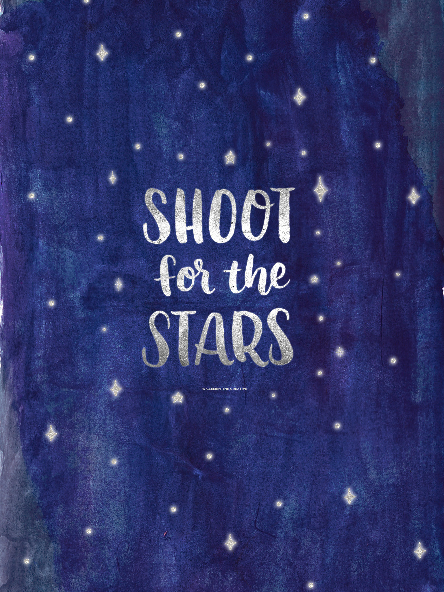 Shoot for the Stars, Citazione, Stelle, Acquerello, Blu, sfondo per iPad e tablet