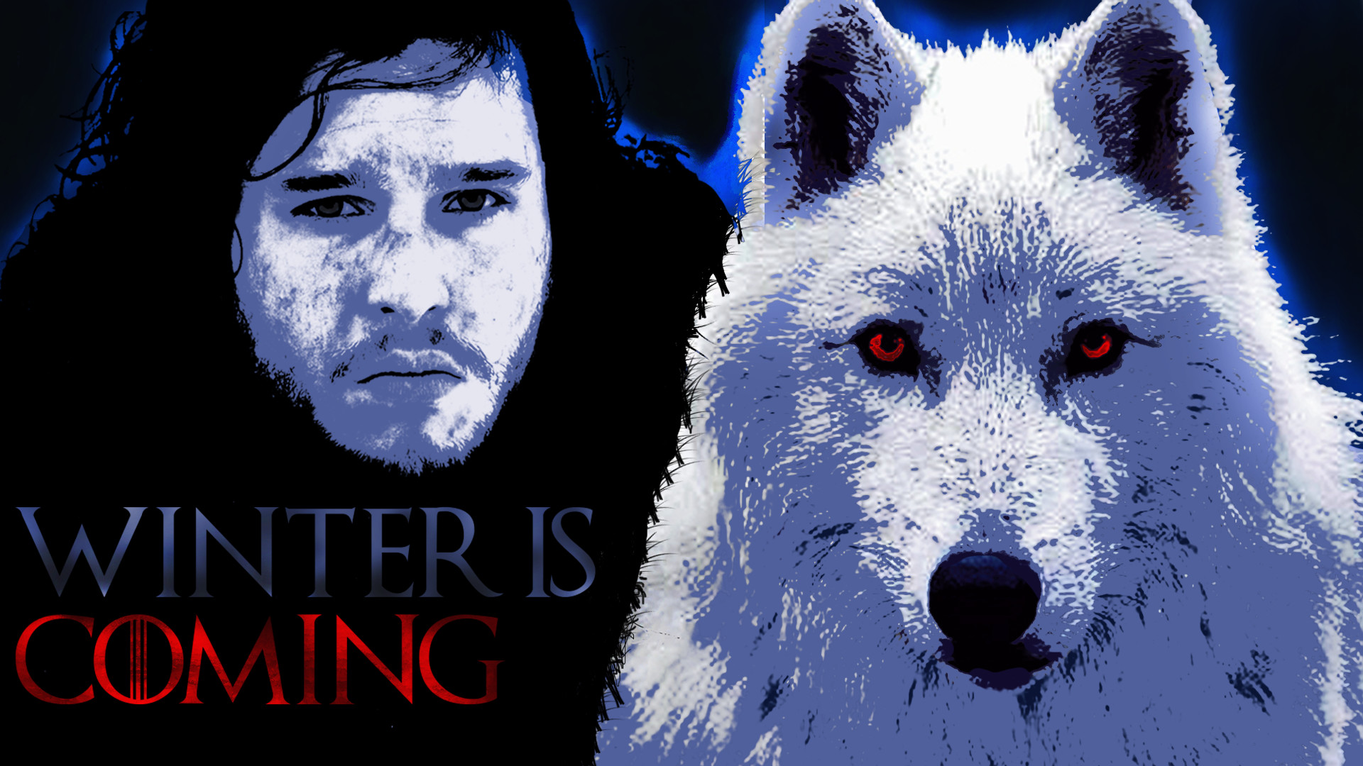 Jon Snow, Spettro, Winter is Coming, Metalupo, Pop art, Full HD, wallpaper per PC
