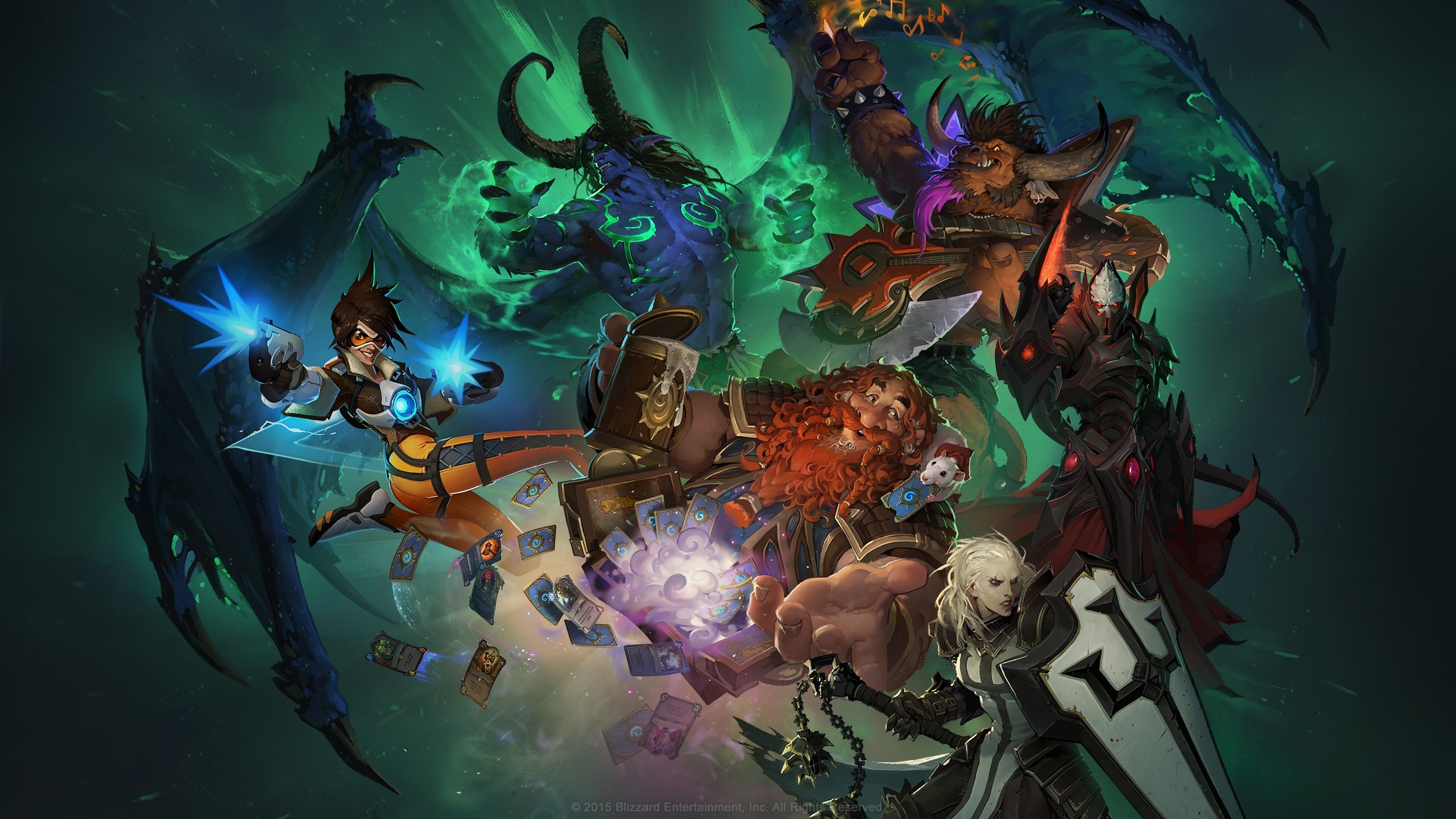 Hearthstone, Collage, Eroi, Verde, Fantasy, 2K, sfondo per PC e portatile