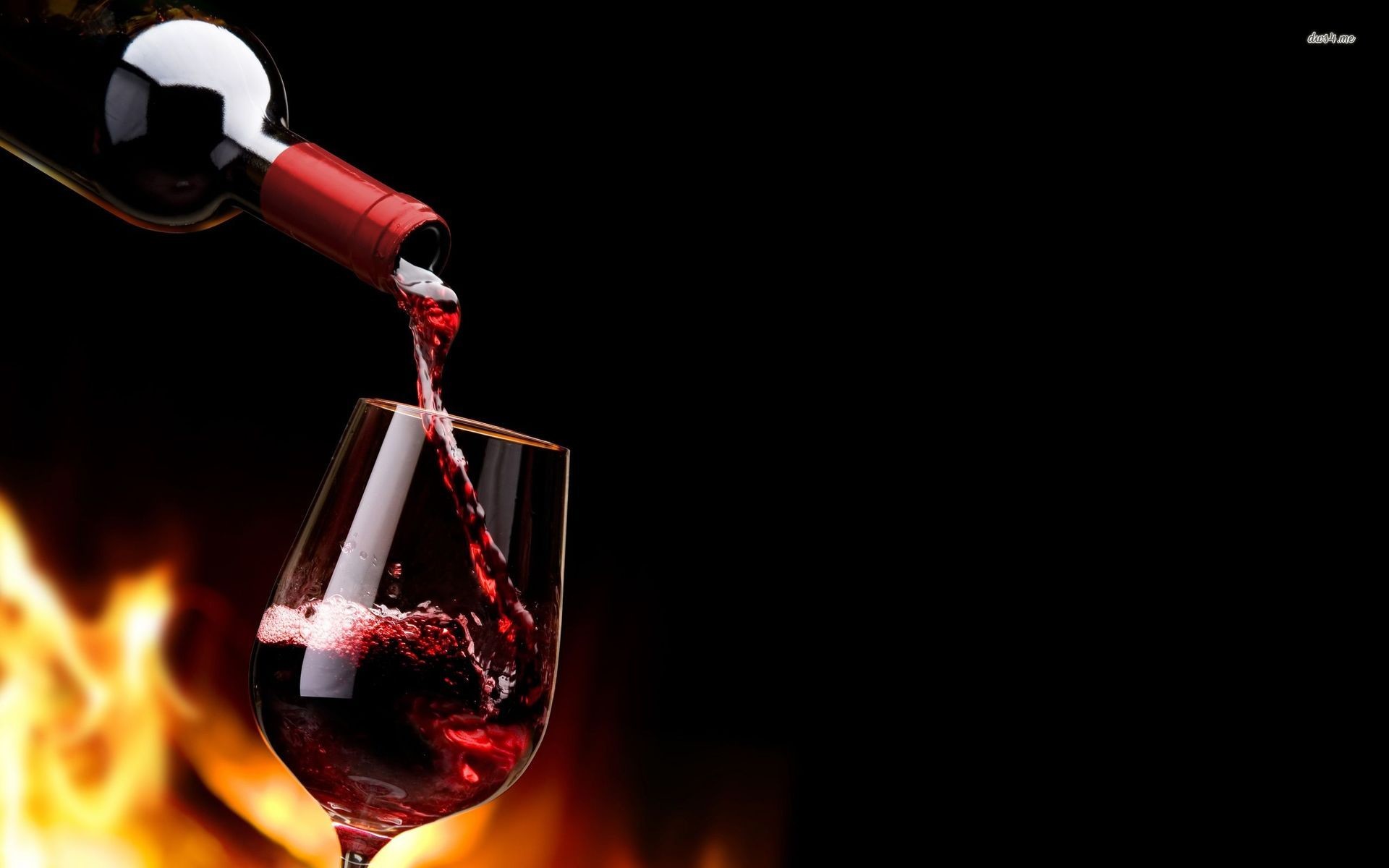 Vino rosso, Calice, Bottiglia, Fuoco, 1920x1200, immagine di sfondo