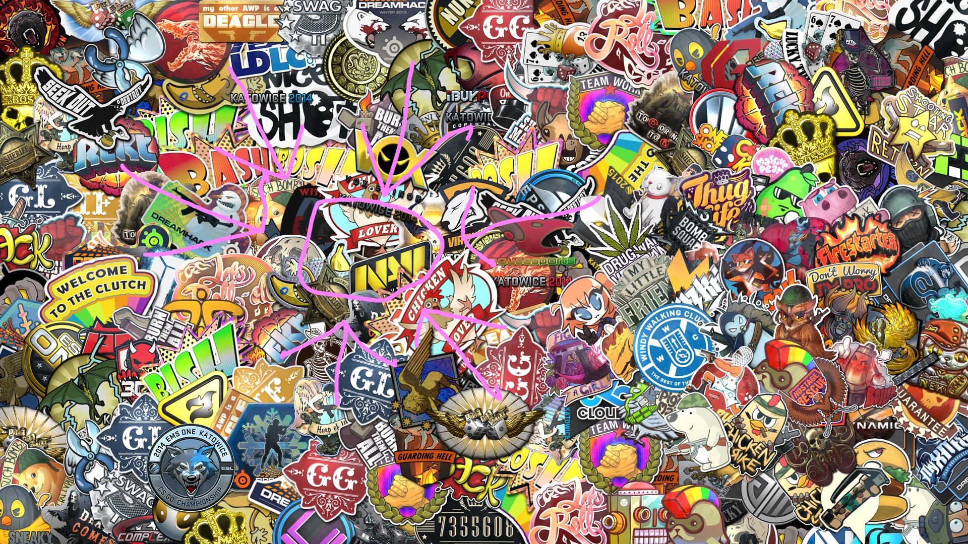CS:GO, Adesivi, Sticker bomb, Multicolore, Full HD, sfondo per PC