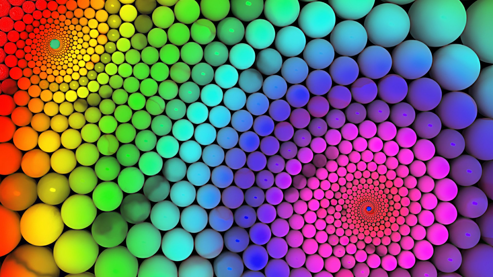 Sfere colorate, Spirale, Arcobaleno, Arte digitale, Full HD, wallpaper per PC
