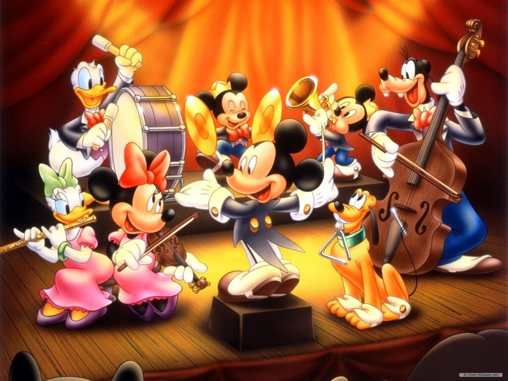 Topolino, Minnie, Paperino, Paperina, Pippo, Orchestra, Full HD, sfondo per iPad e tablet