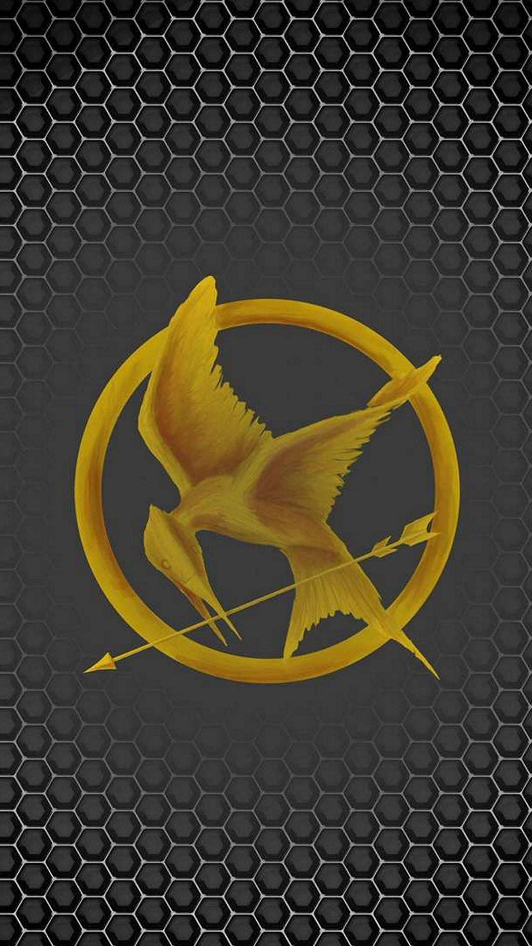 Hunger Games, Ghiandaia imitatrice, Logo, Esagoni, Oro, sfondo Samsung Galaxy