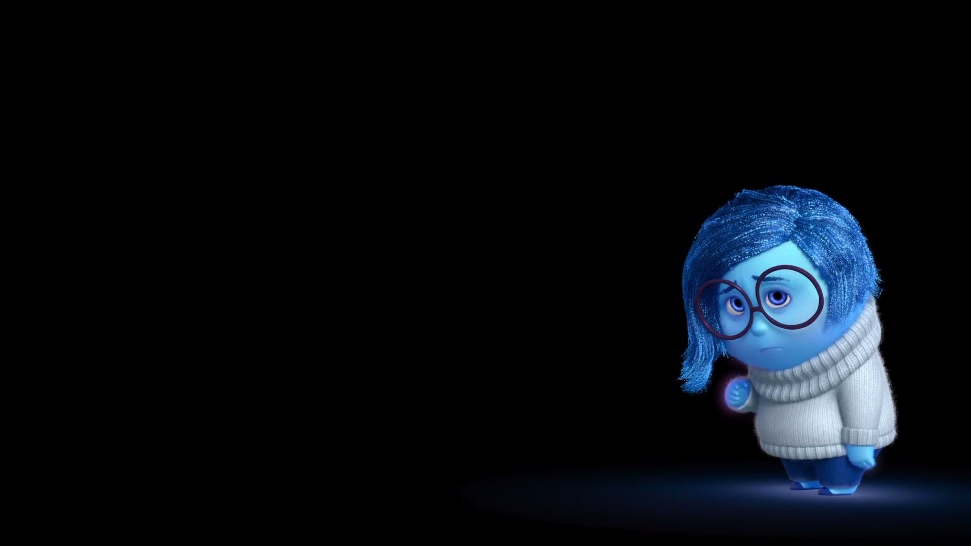 Tristezza, Inside Out, Sfondo nero, Sfera dei ricordi, Minimalista, wallpaper 1920x1080