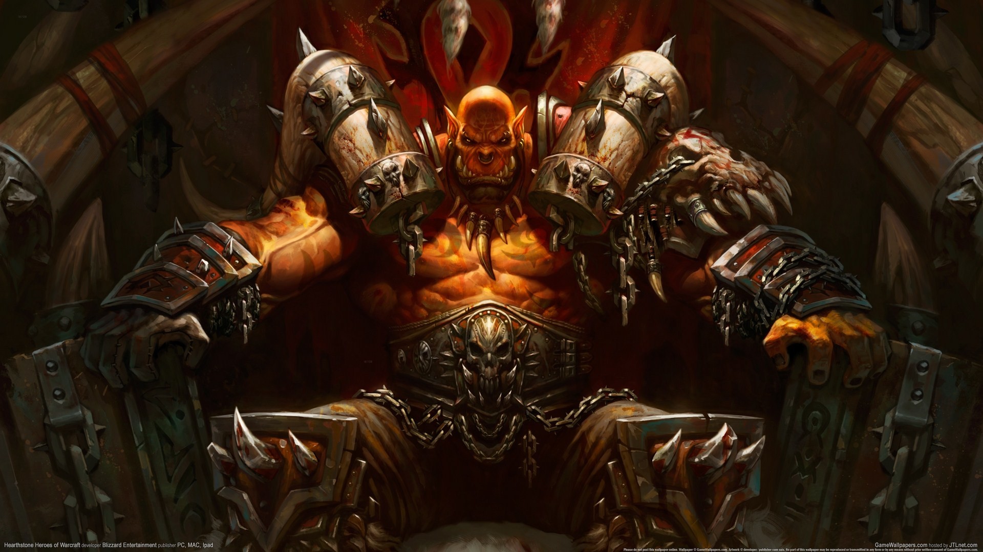 Garrosh Malogrido, Hearthstone, Warcraft, Trono, Orco, Full HD 1080p, sfondo desktop