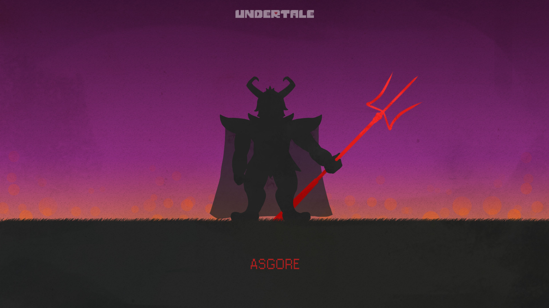Asgore, Undertale, Silhouette, Tridente, Viola, 16:9 Full HD, sfondo widescreen