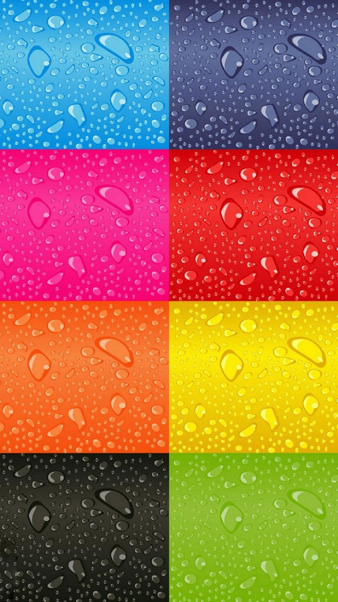 Gocce d'acqua, Riquadri colorati, Rosa, Giallo, Azzurro, wallpaper per desktop