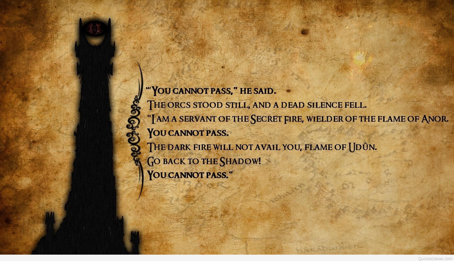 Barad-dûr, You Shall Not Pass, Citazione, Pergamena, Full HD, sfondo per portatile