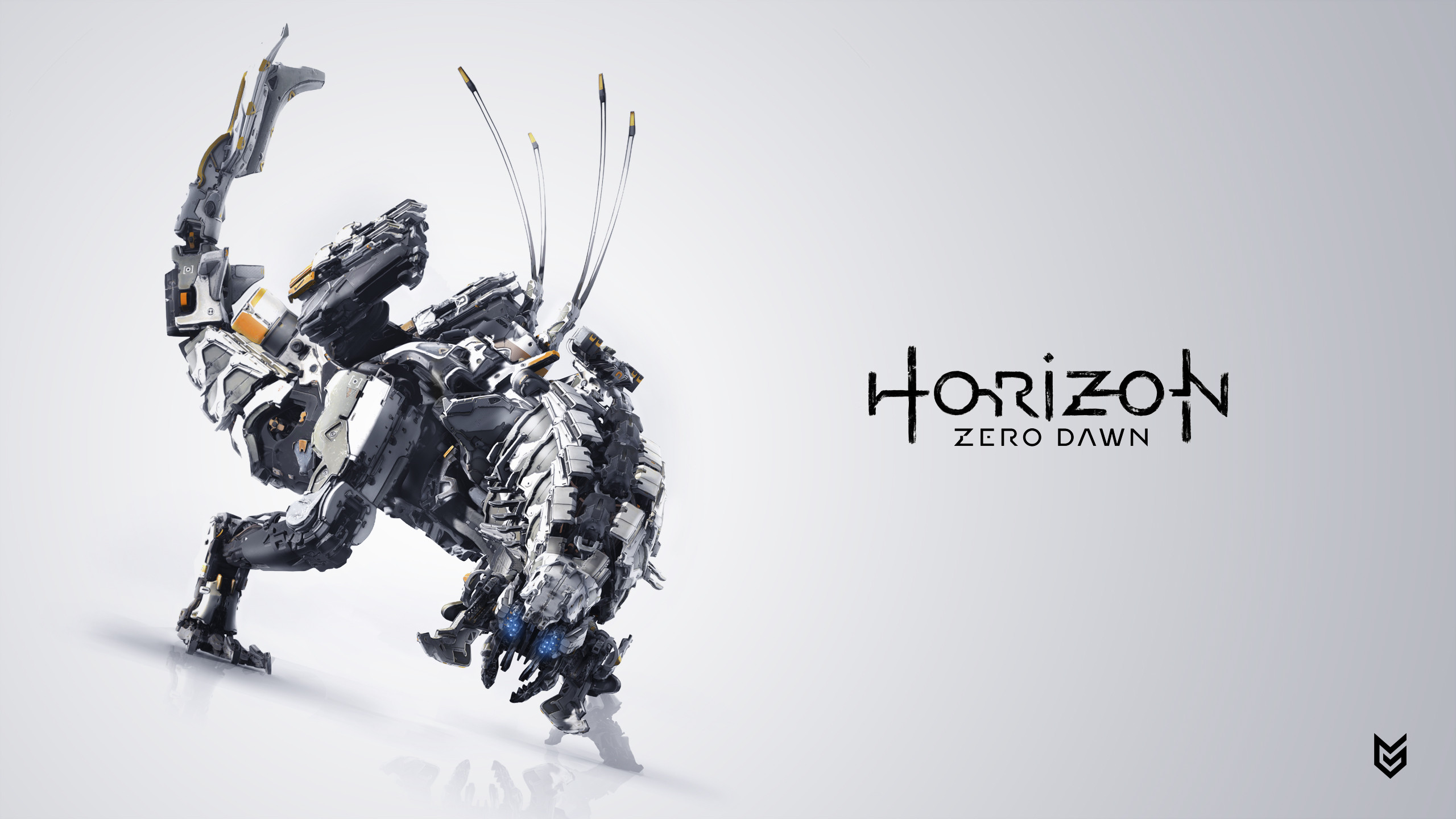 Horizon Zero Dawn, Sawtooth, Logo, Sfondo bianco, 16:9 2K, wallpaper widescreen