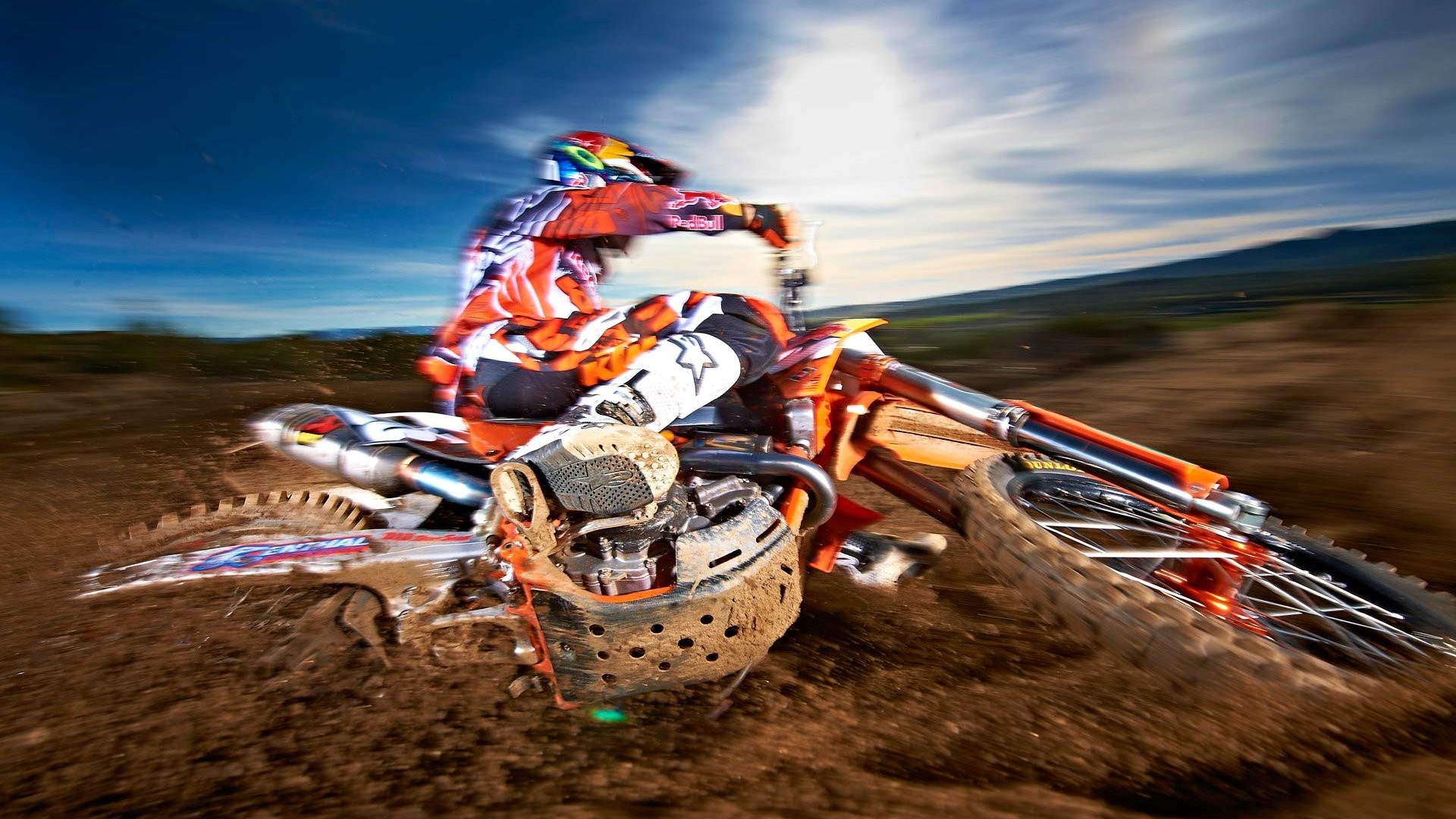 KTM, Motocross, Curva, Cielo, 1920x1080, sfondo per PC